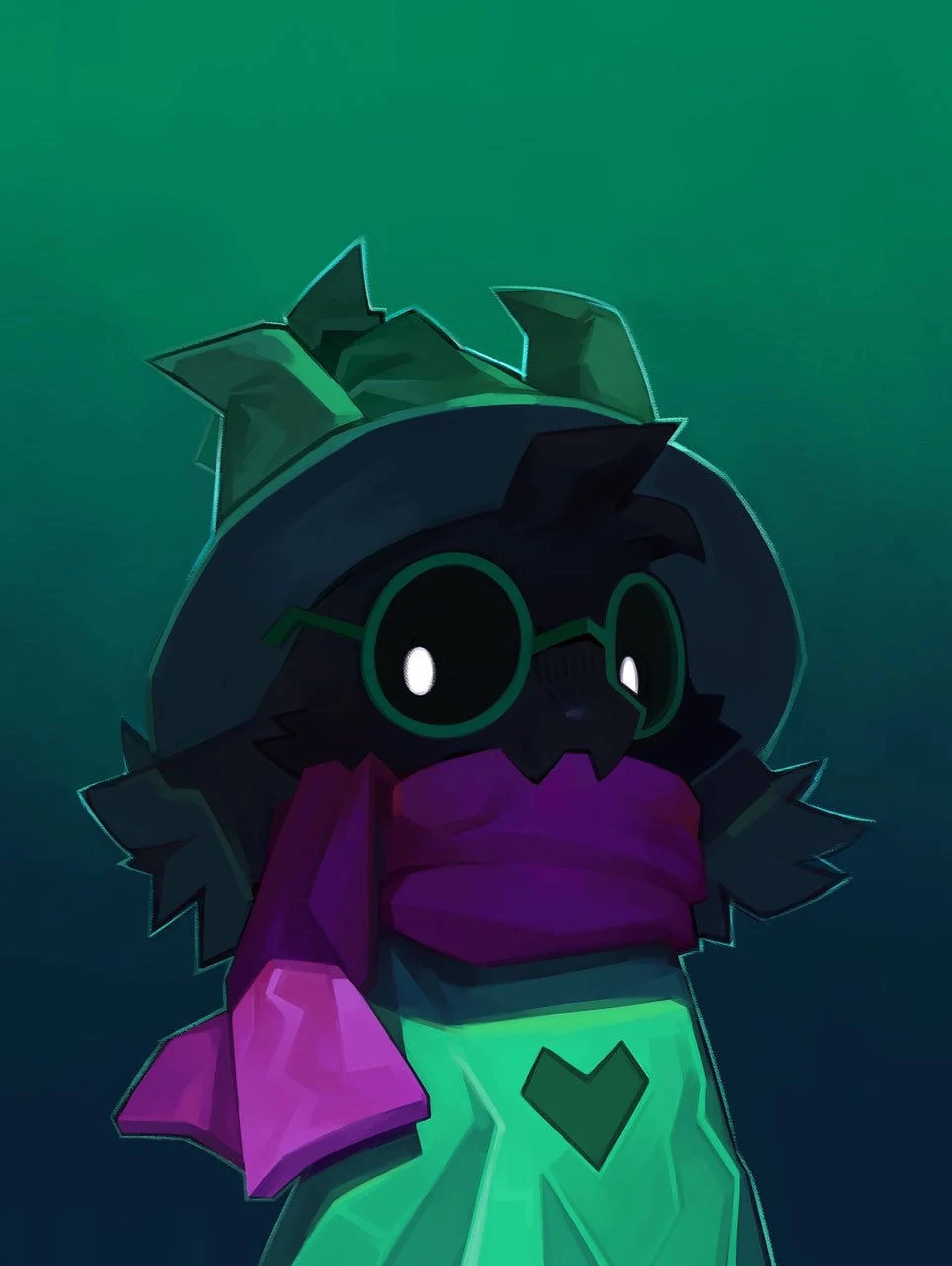 Ralsei, green glasses, purple scarf, 2K Phone Wallpaper