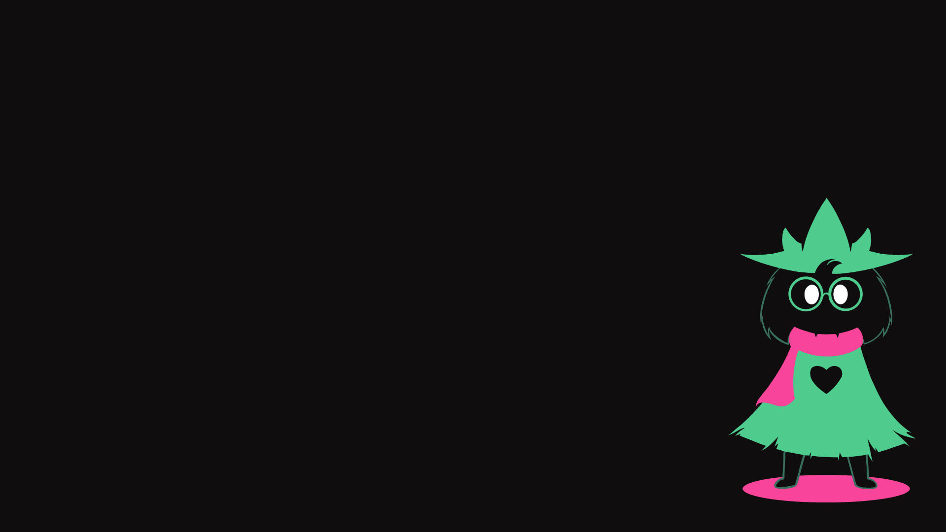Ralsei, black background, pink circle, Full HD Desktop Wallpaper