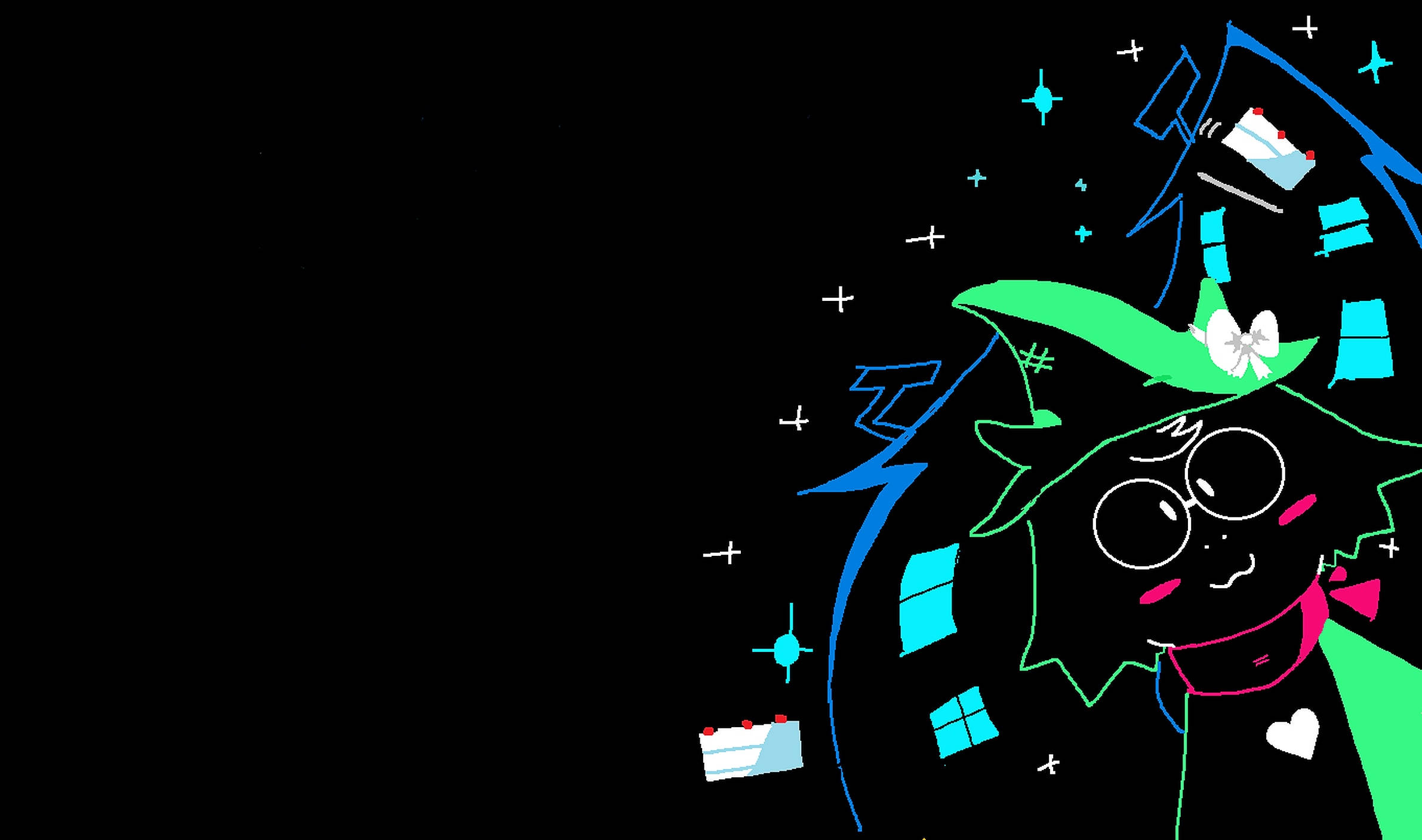 Ralsei, neon lights, green hair, Full HD Desktop Wallpaper