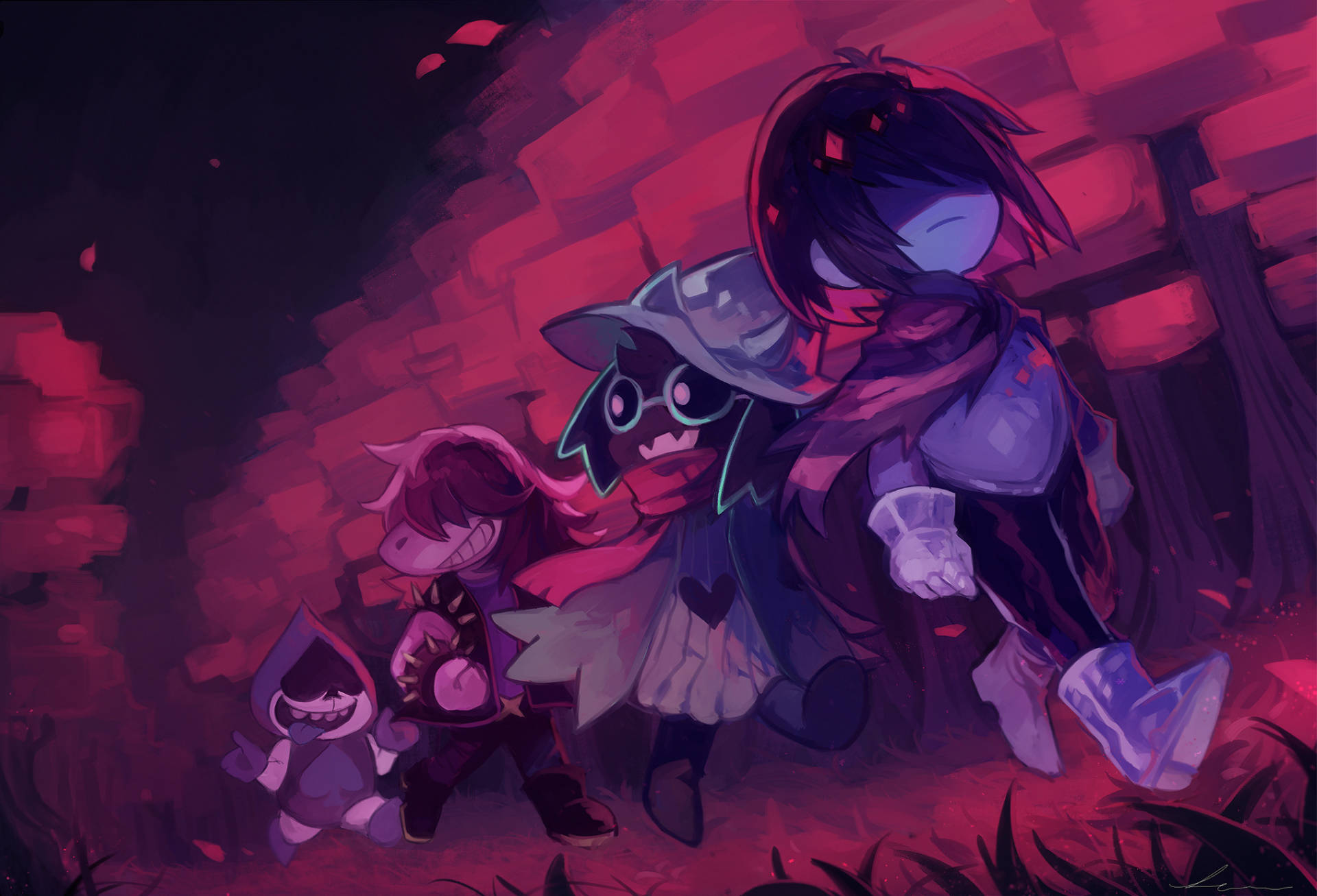 Ralsei, dark hair, glowing eyes, Full HD Desktop Wallpaper