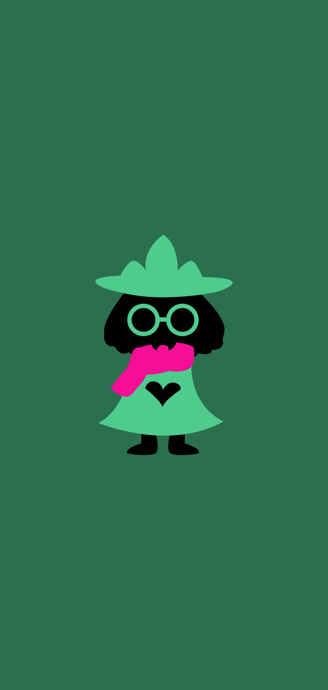 Minimalist Ralsei, green hat, green dress, Full HD Phone Wallpaper