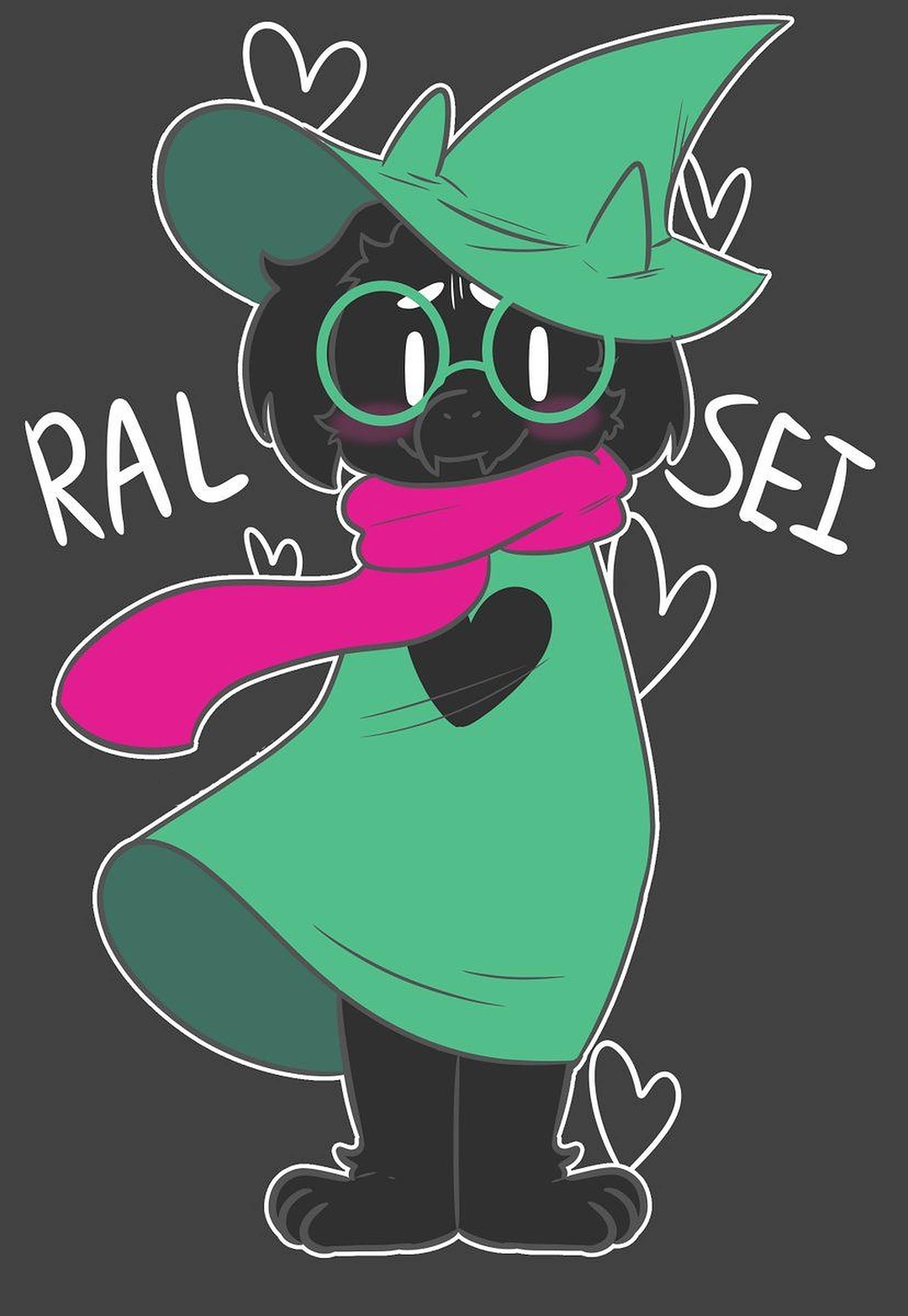 Ralsei, black cartoon cat, green witch hat, Full HD Phone Wallpaper