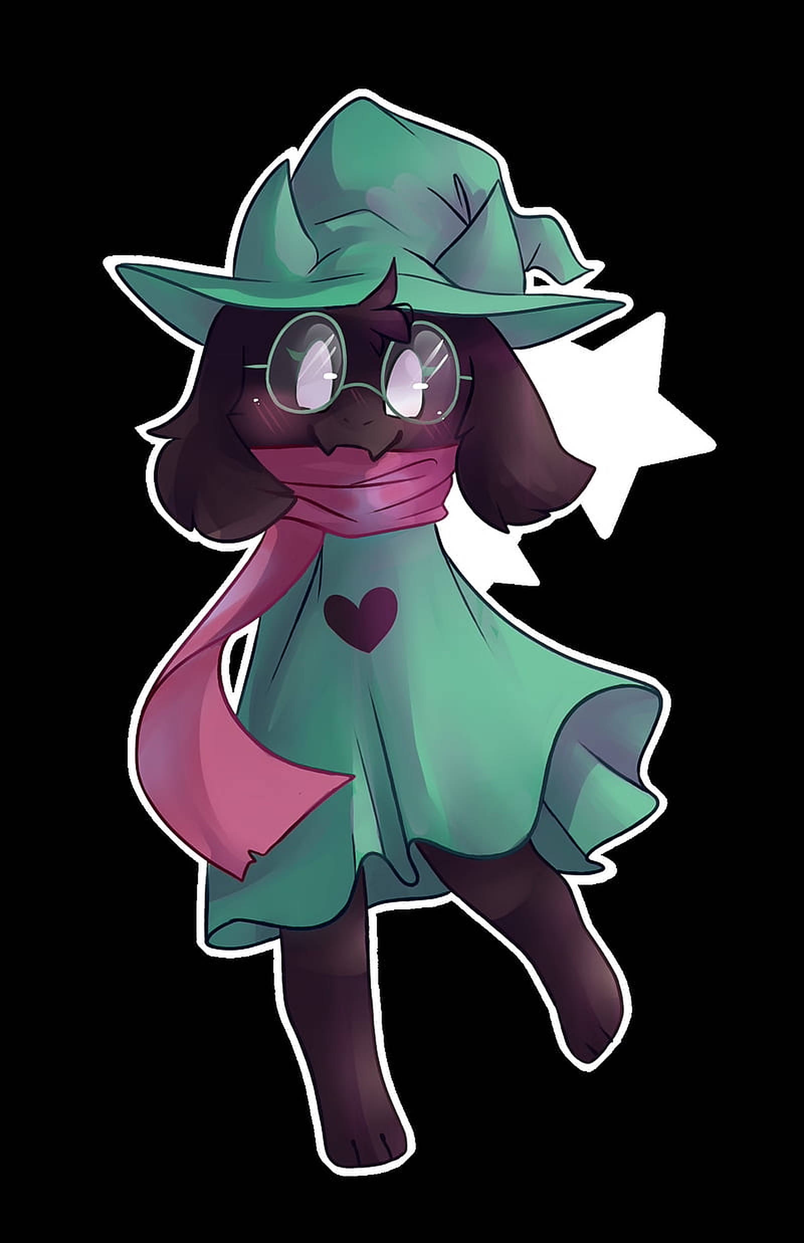 Ralsei, chibi-style, green witch hat, Full HD Phone Wallpaper