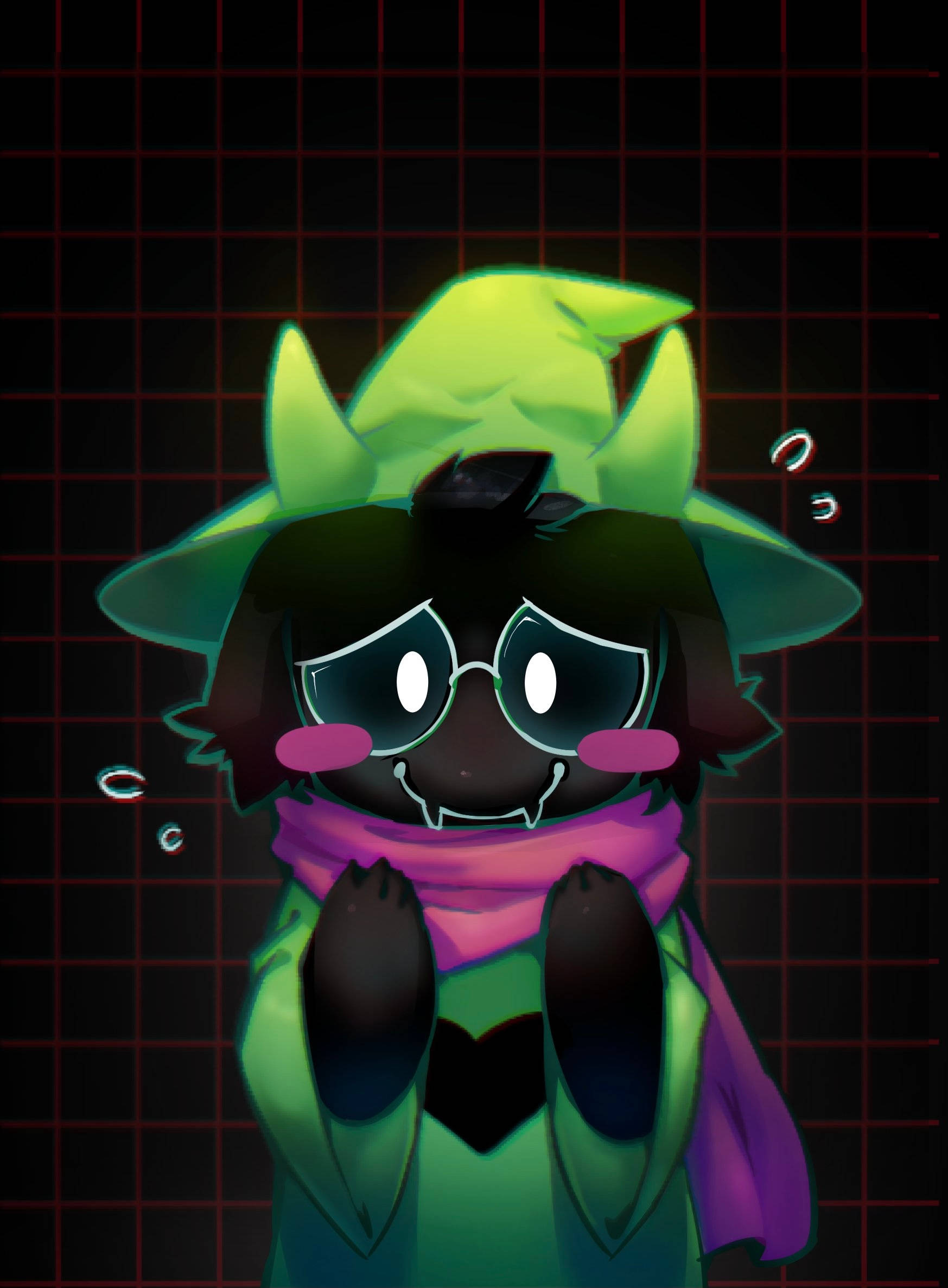 Ralsei, glowing green hat, pink scarf, Full HD Phone Wallpaper
