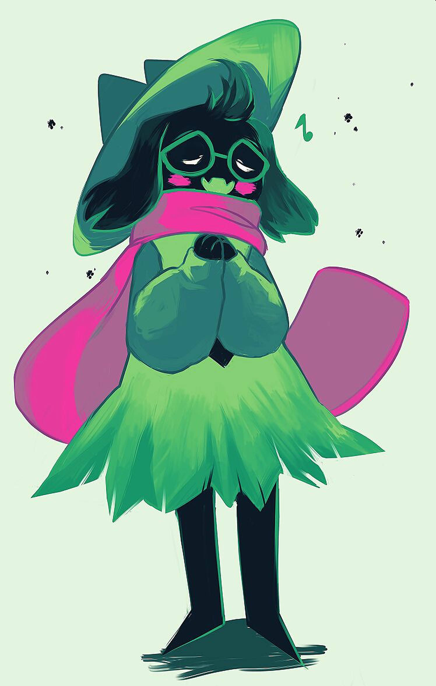 Ralsei, green cartoon character, glasses, Full HD Phone Wallpaper