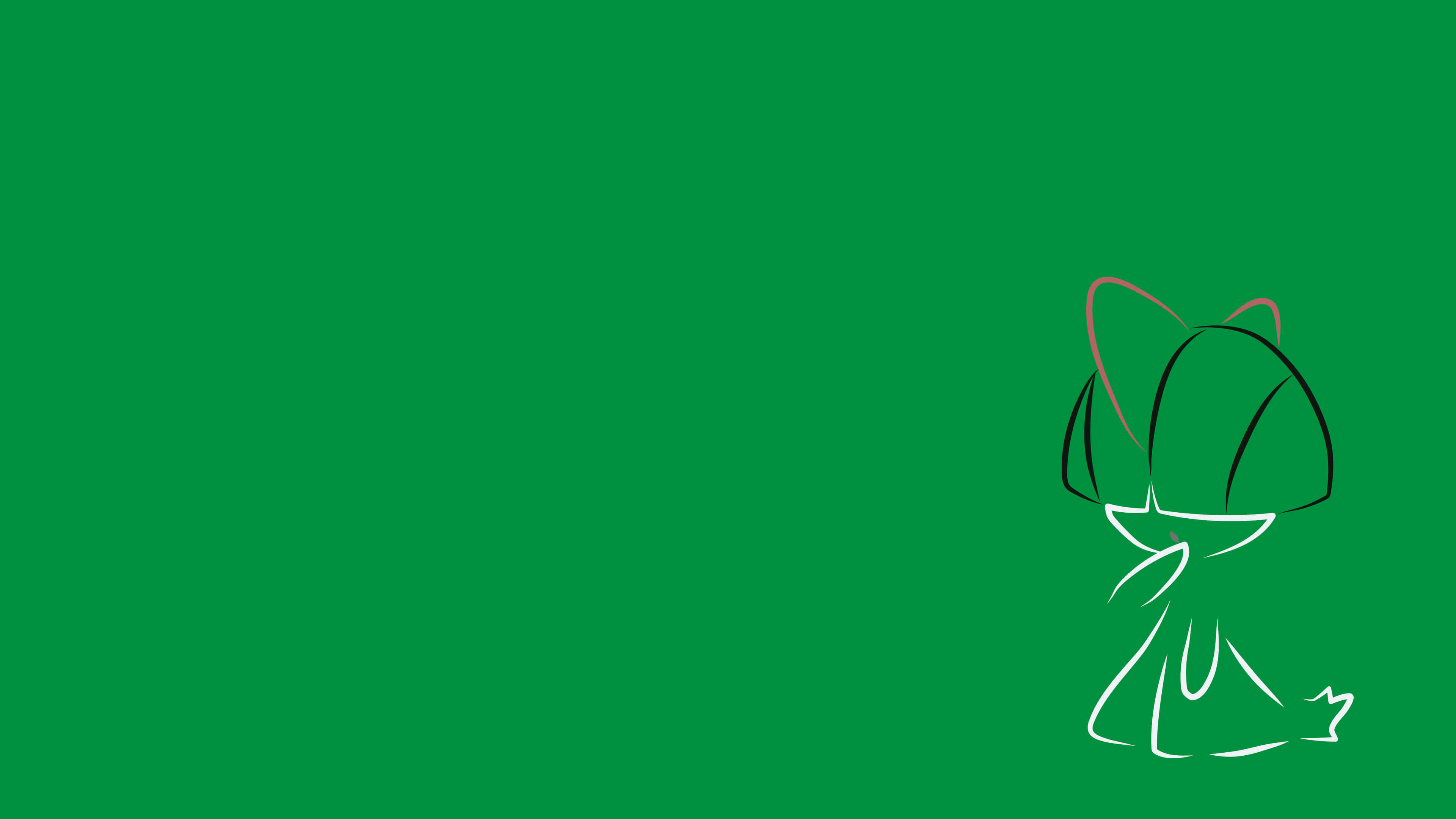 Ralts, line art, green background, 4K Desktop Wallpaper