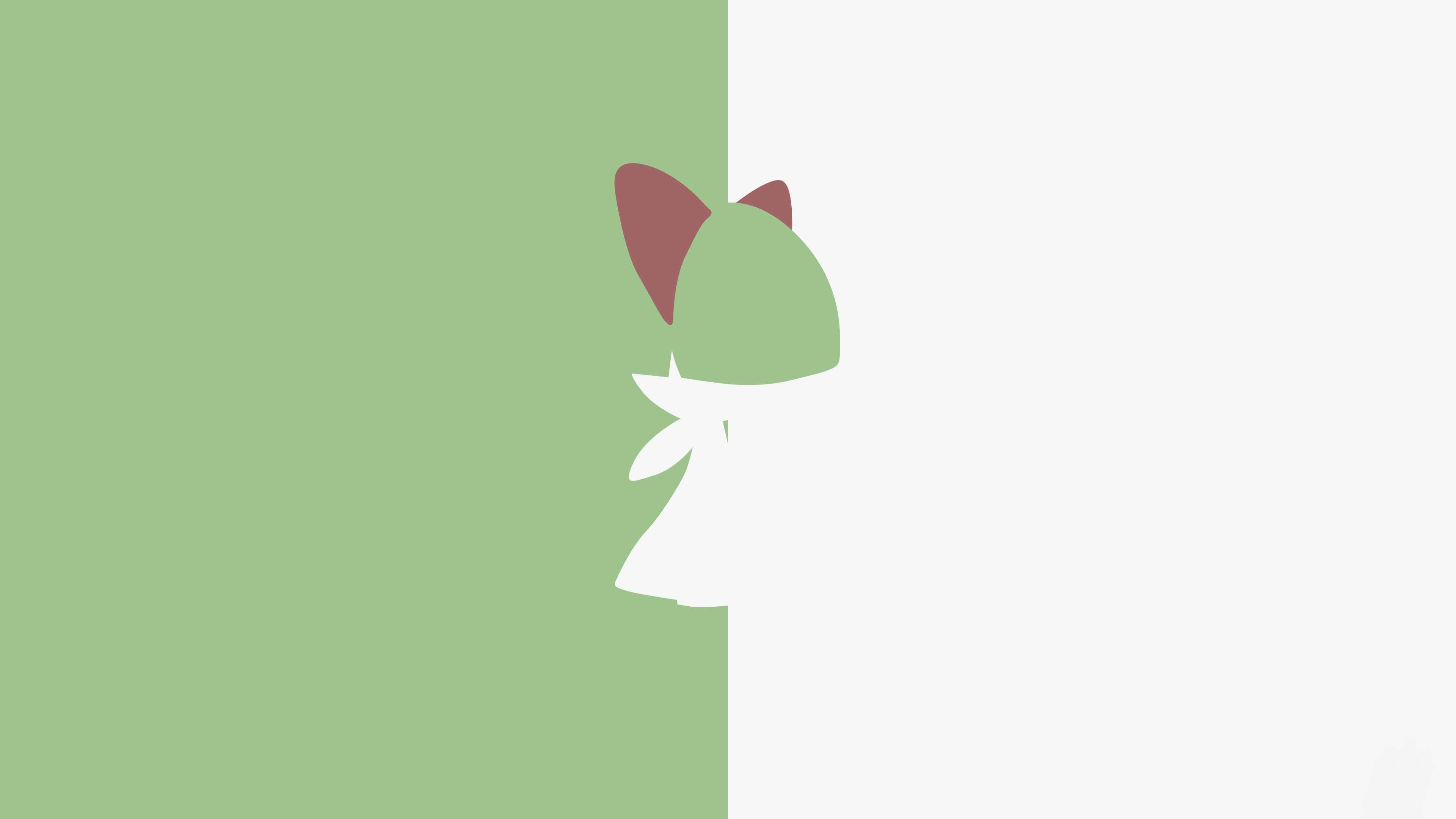 Ralts, green, white, 4K Desktop Wallpaper