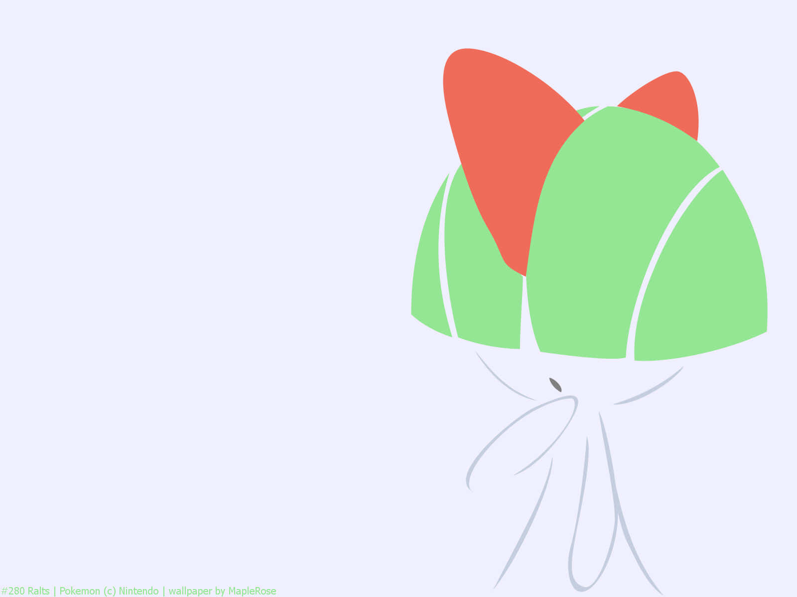 Ralts, green body, red ears, HD Desktop Wallpaper