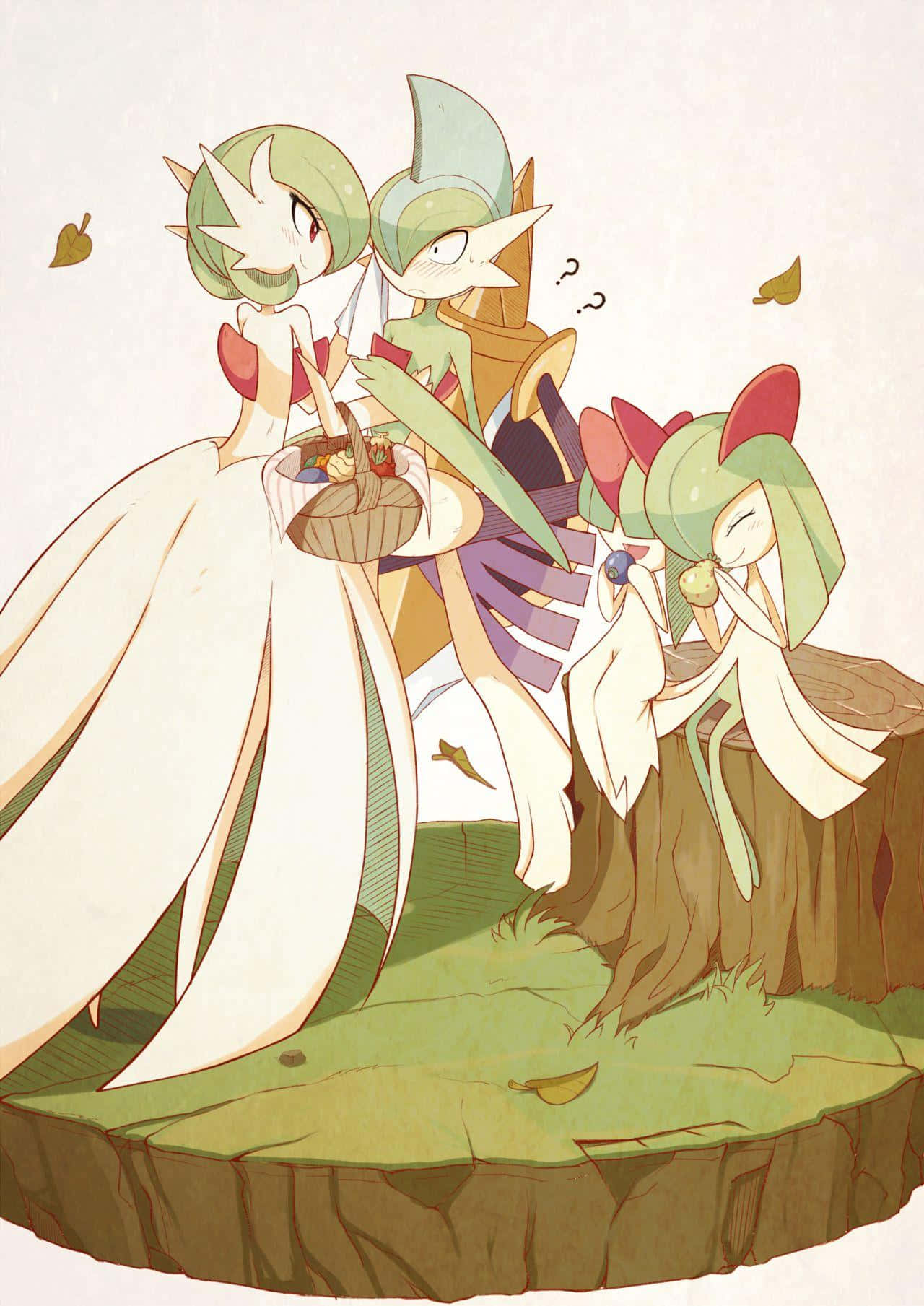 Ralts, anime-style, green hair, HD Phone Wallpaper