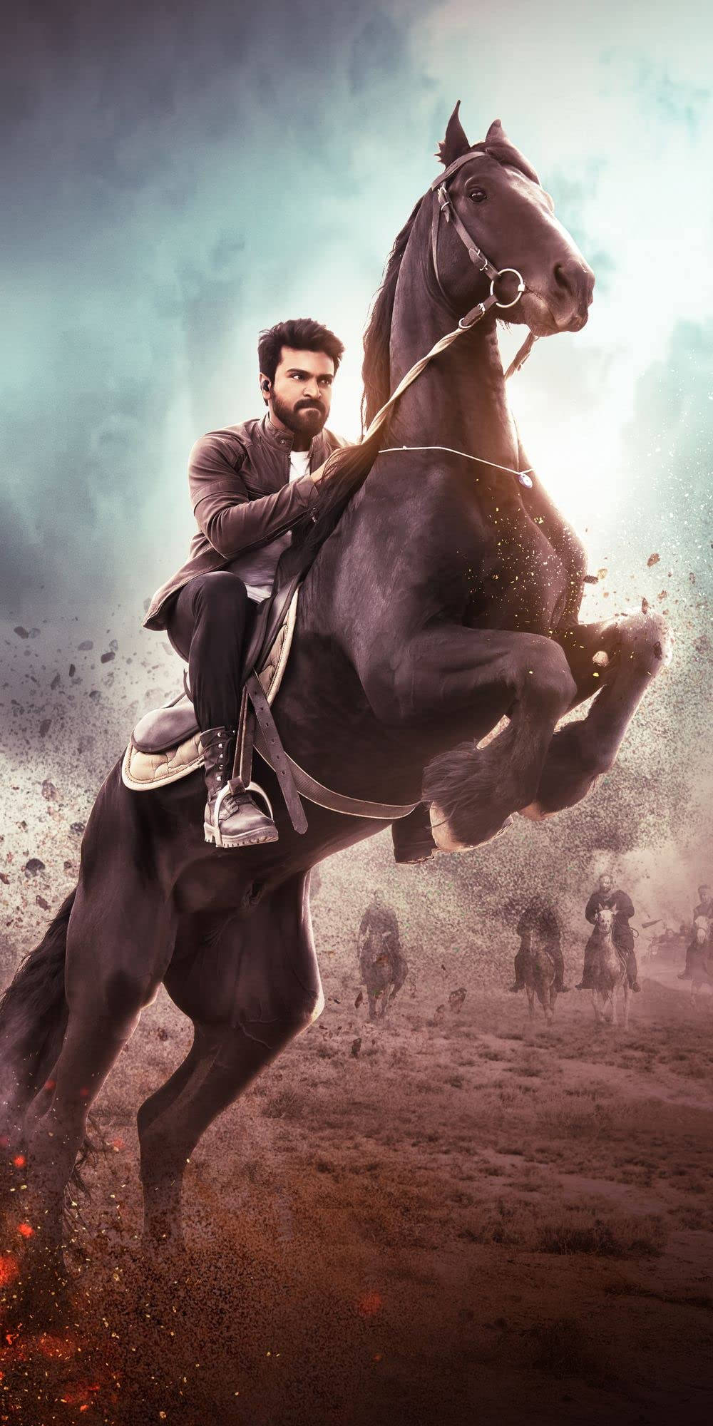 Ram Charan, horse, dusty battlefield, Full HD Phone Wallpaper
