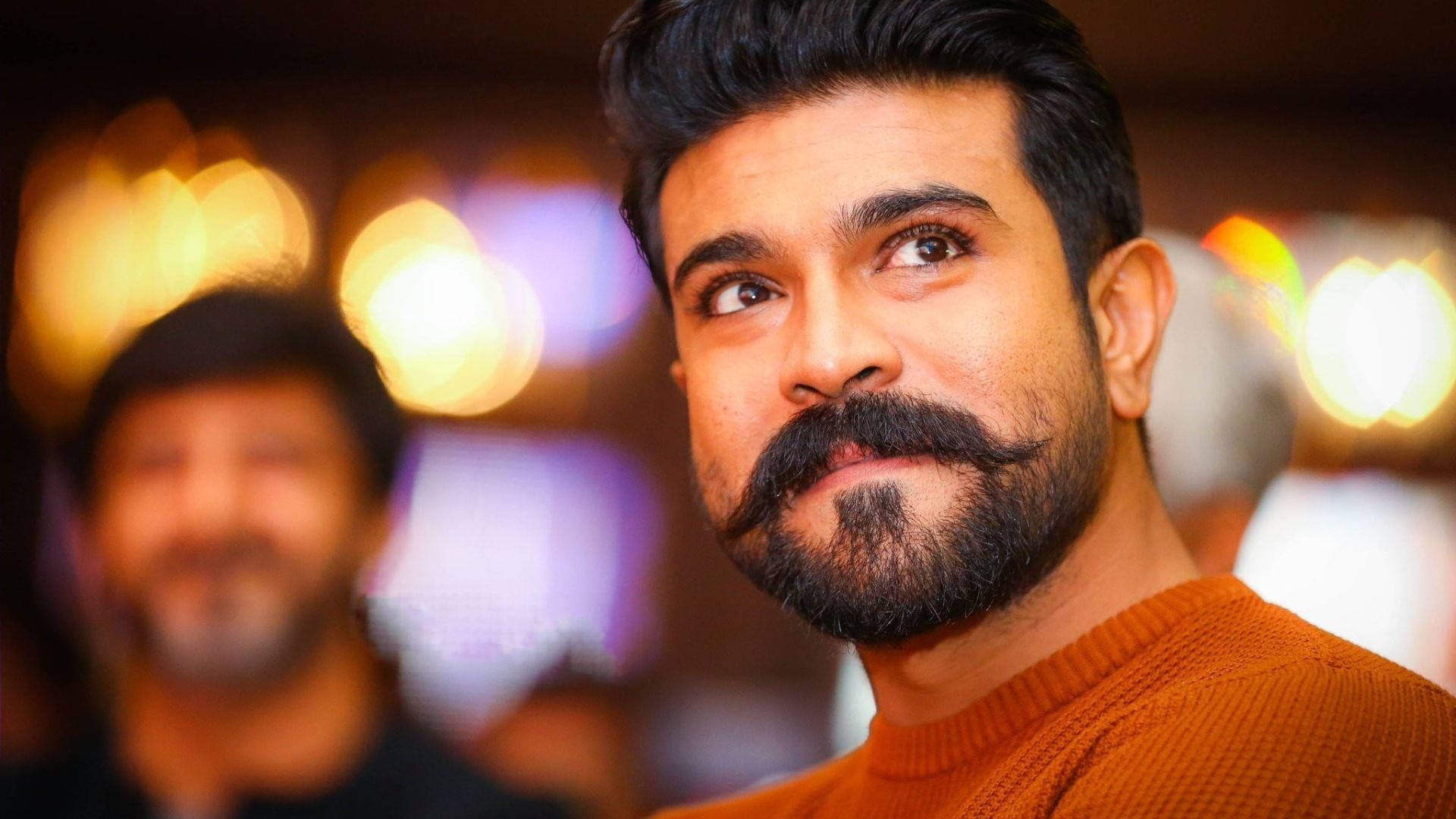 Ram Charan, knitted sweater, thick mustache, Full HD Desktop Wallpaper