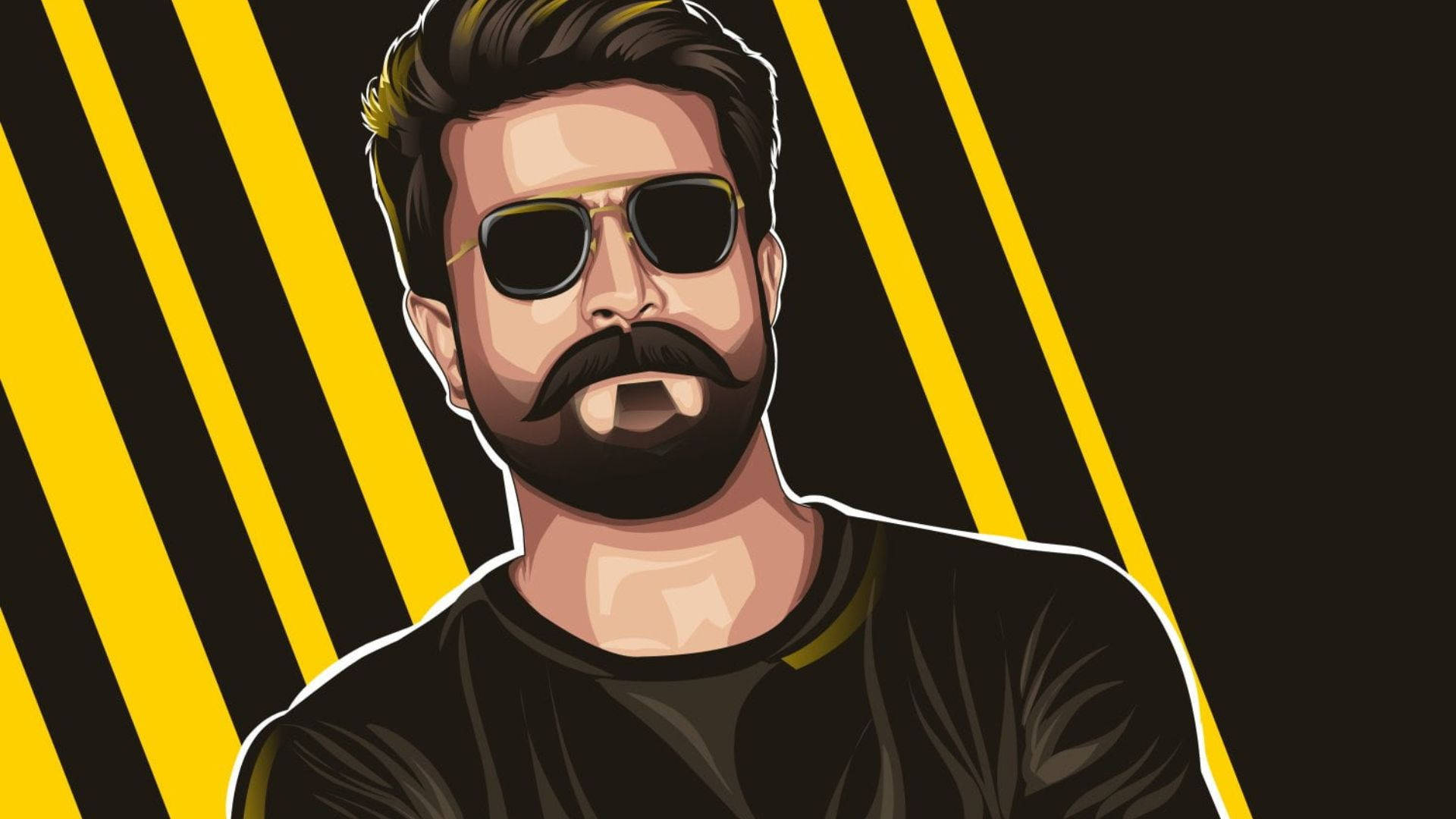 Ram Charan, sleek black, vector art, Full HD Desktop Wallpaper