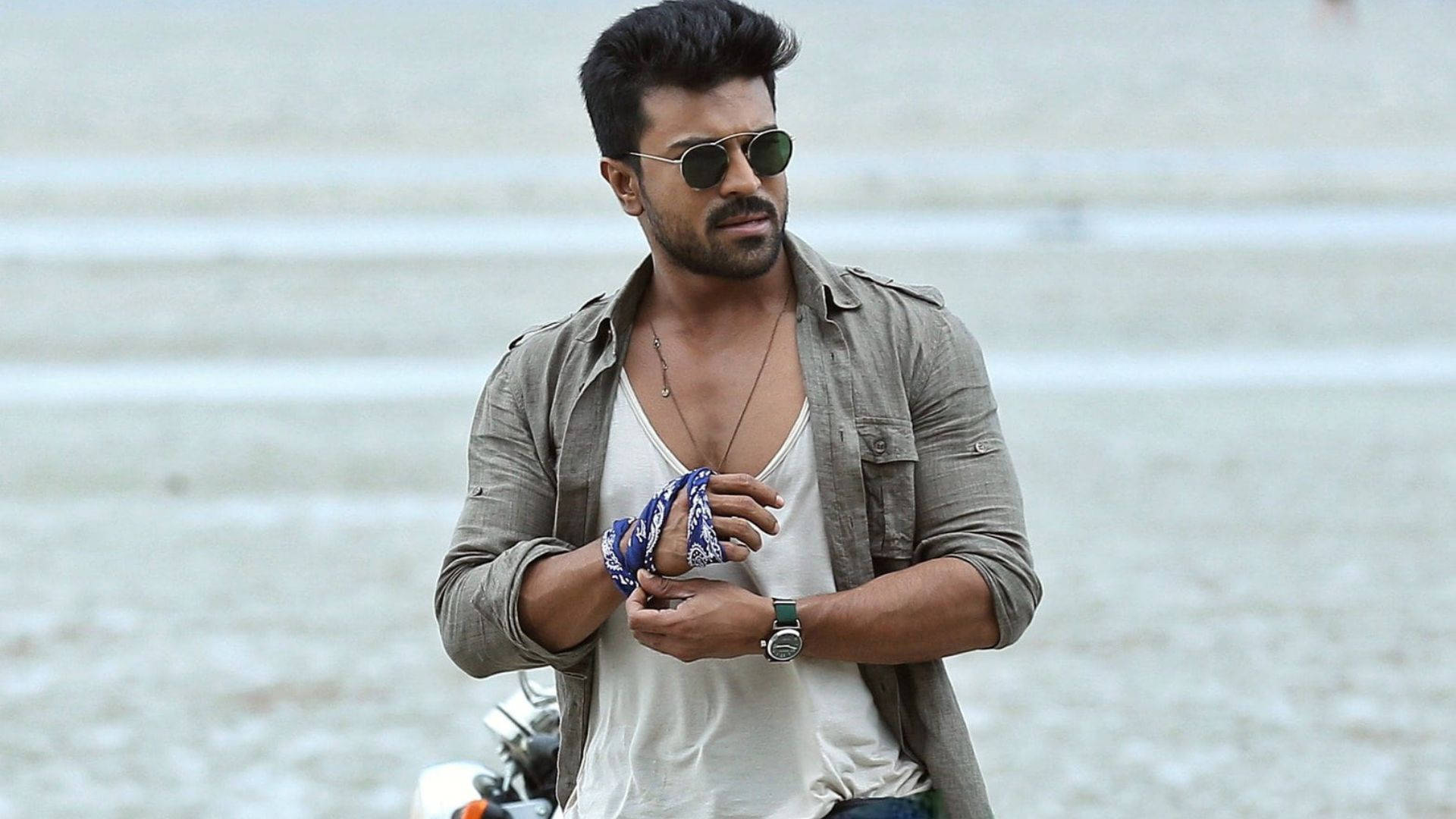 Ram Charan, bandana, motorcycle, Full HD Desktop Wallpaper