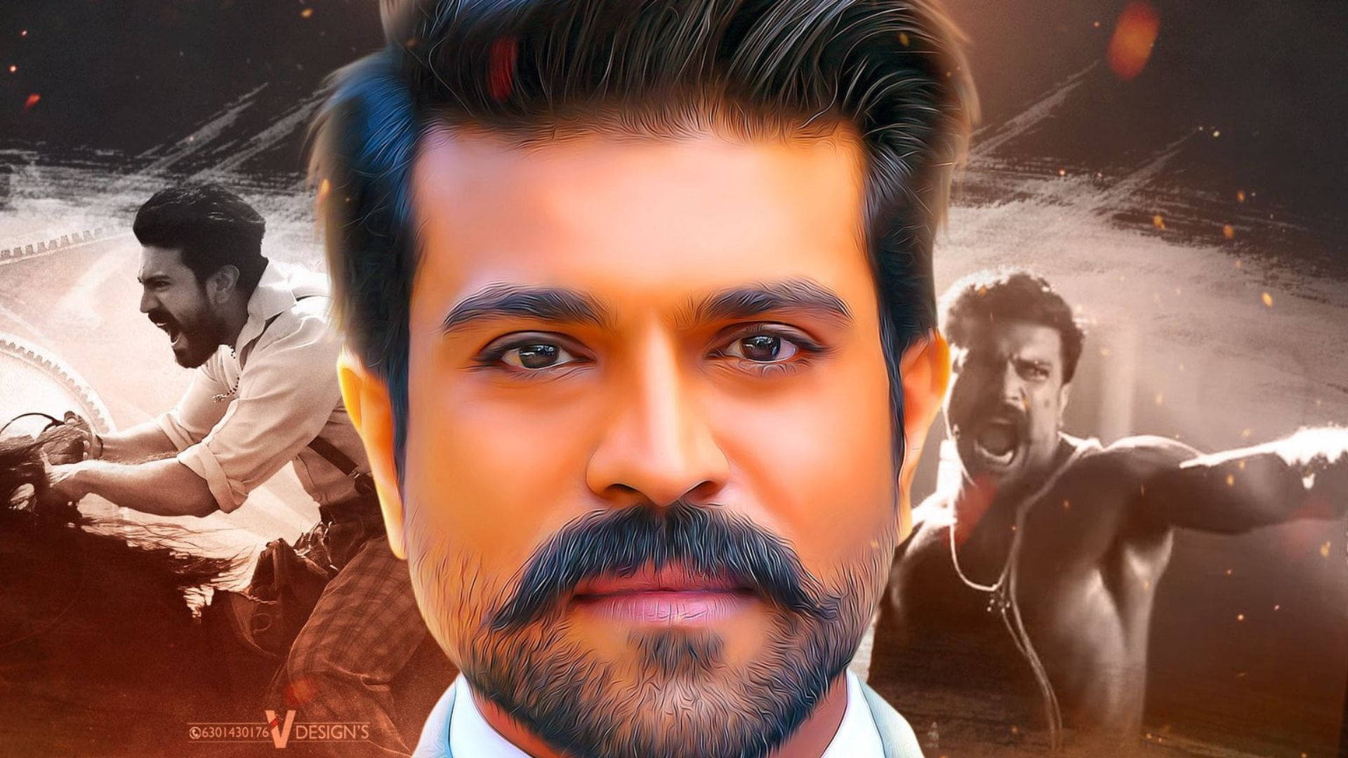 Ram Charan, mustache, beard, Full HD Desktop Wallpaper