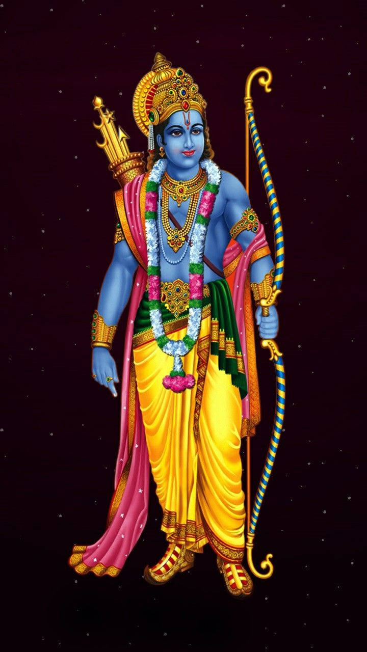 Ram Ji, blue-skinned, golden jewelry, HD Phone Wallpaper