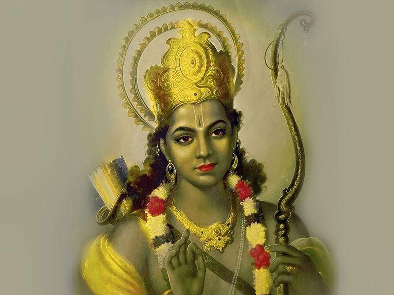 Ram Ji, golden crown, bow, SD Desktop Wallpaper