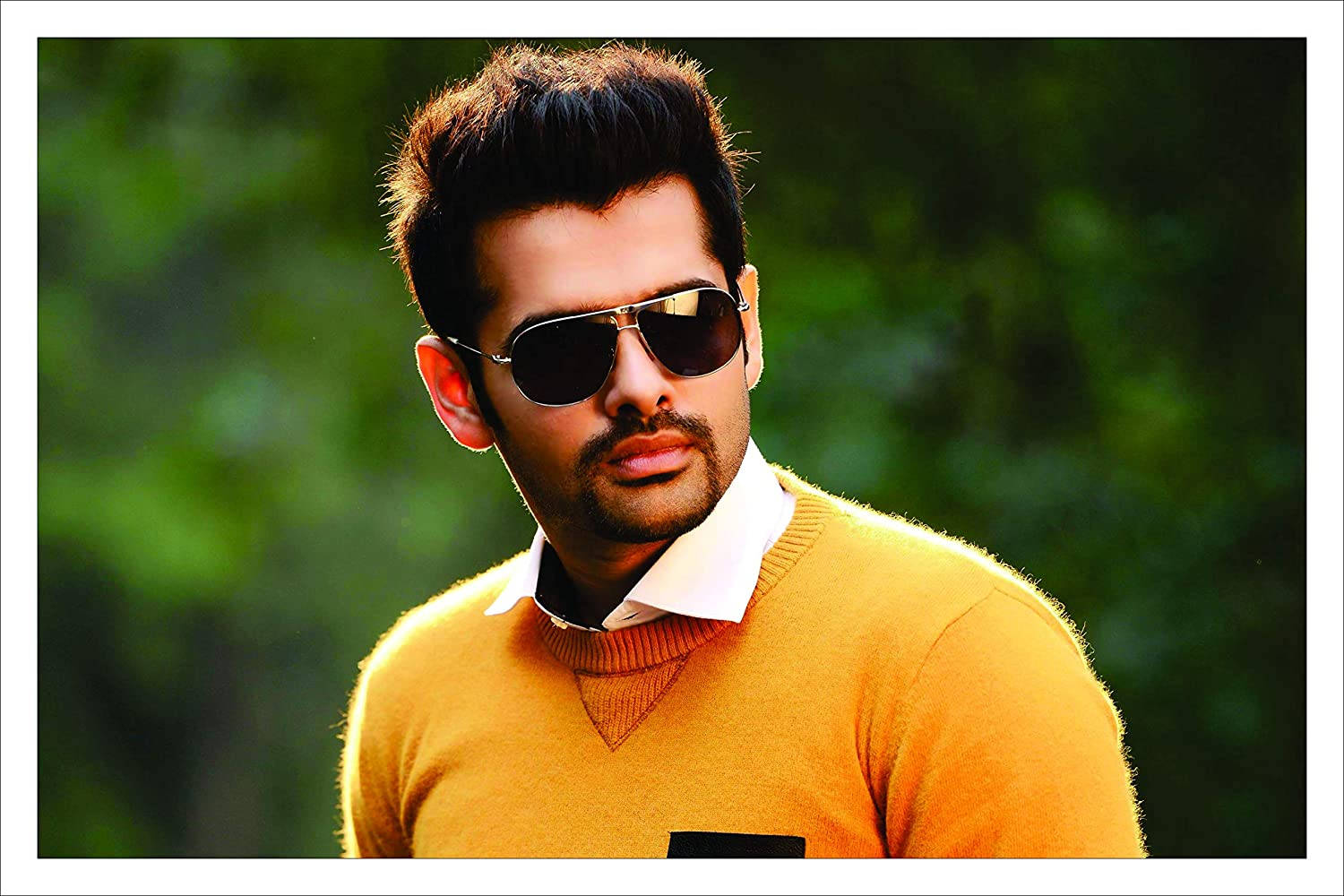 Ram Pothineni, sunglasses, mustard sweater, HD Desktop Wallpaper