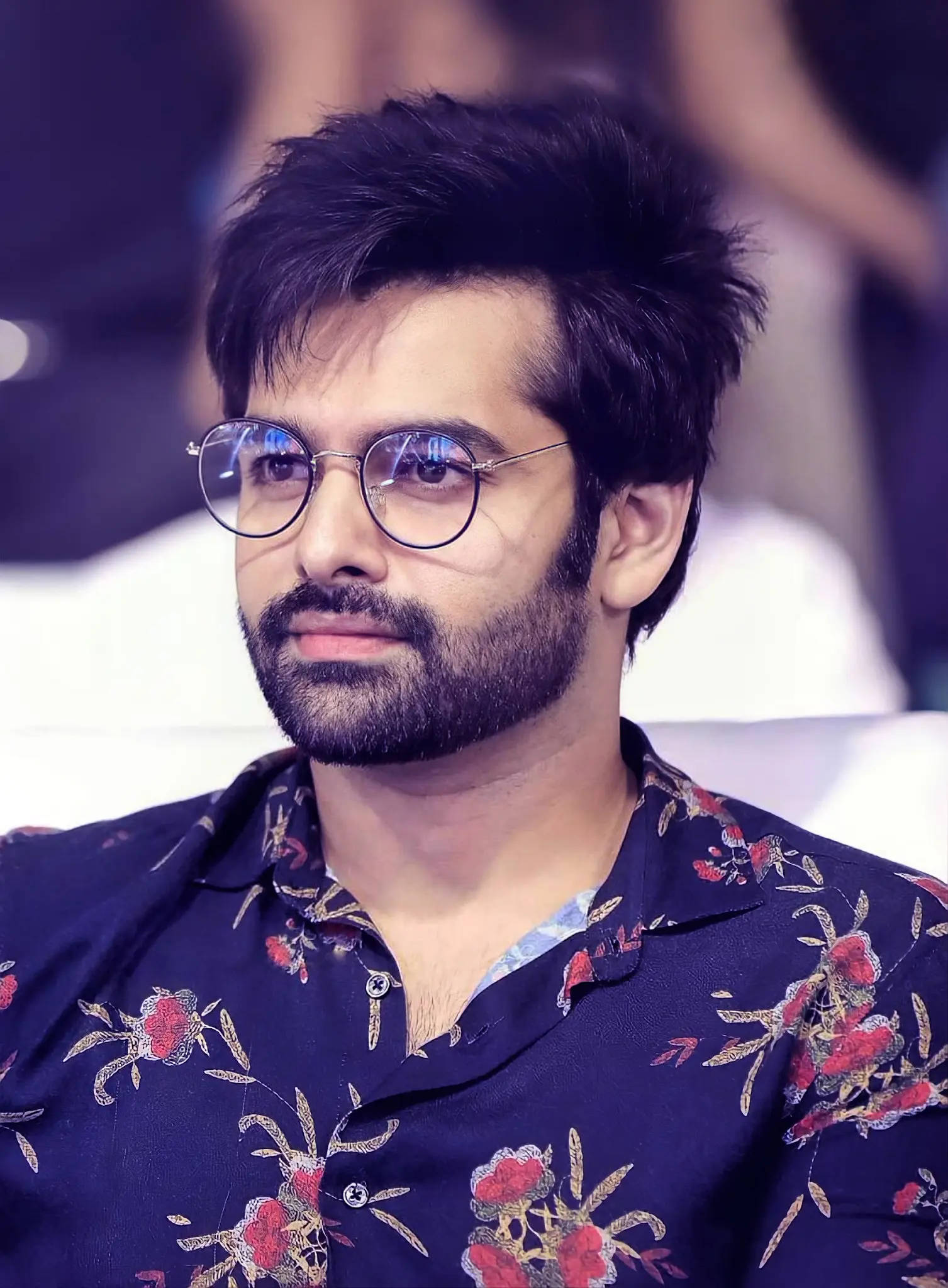 Ram Pothineni, floral shirt, navy floral shirt, Full HD Phone Wallpaper