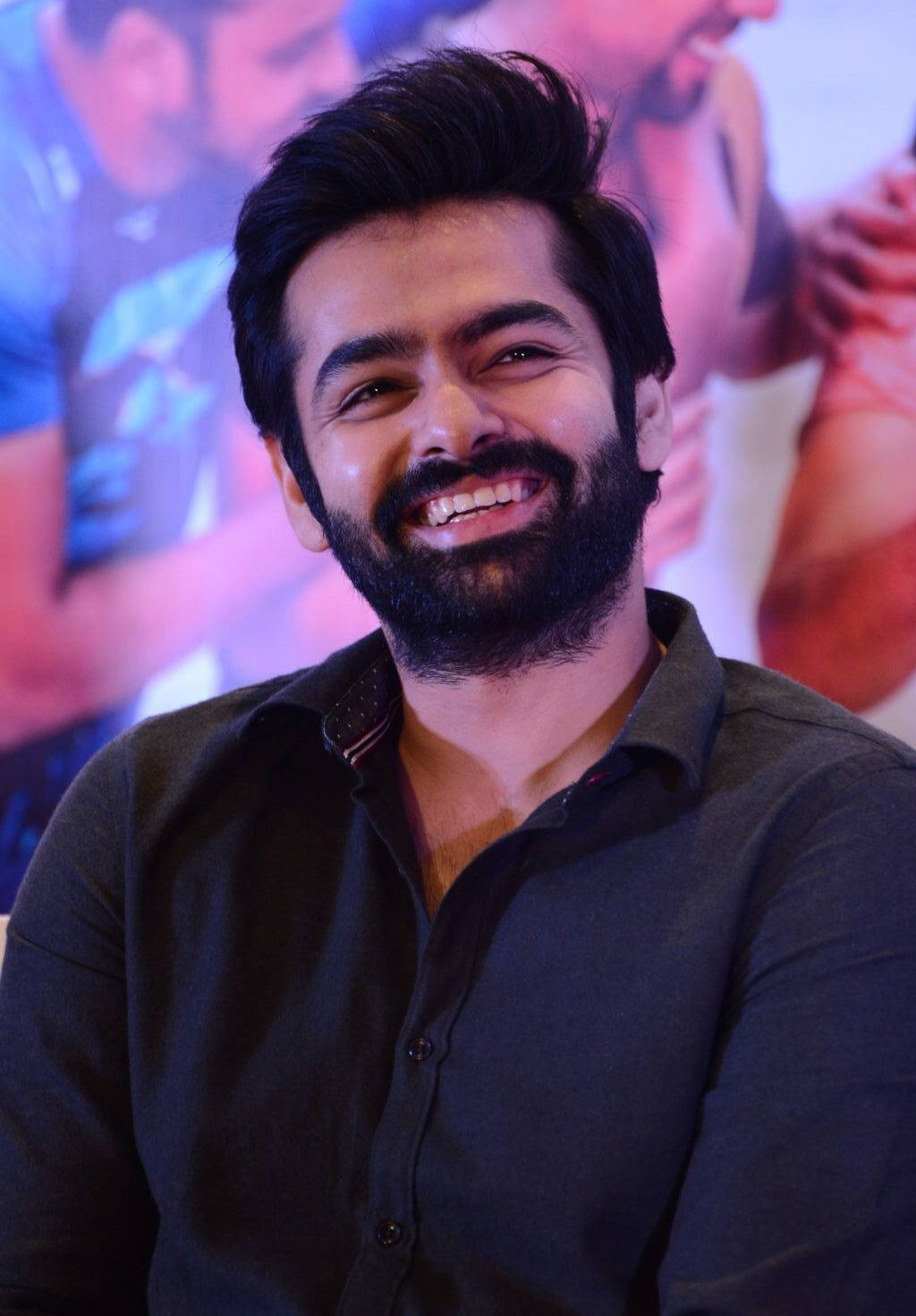 Ram Pothineni, awards ceremony, dark button-up shirt, HD Phone Wallpaper