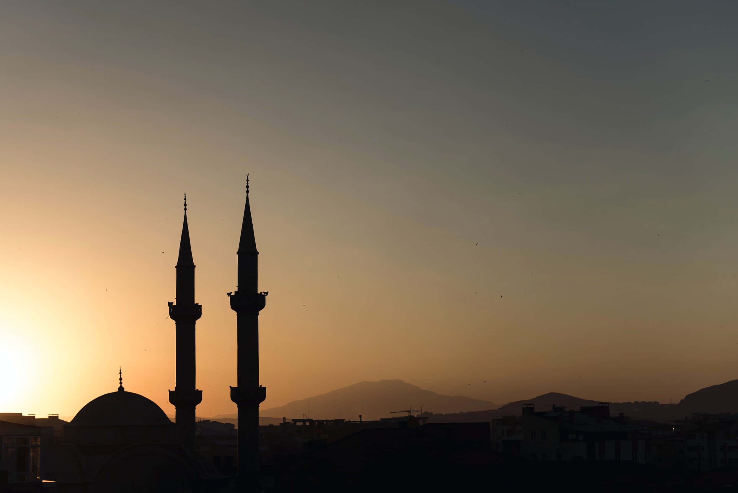 Ramadan, sunset, mosque, Full HD Desktop Wallpaper