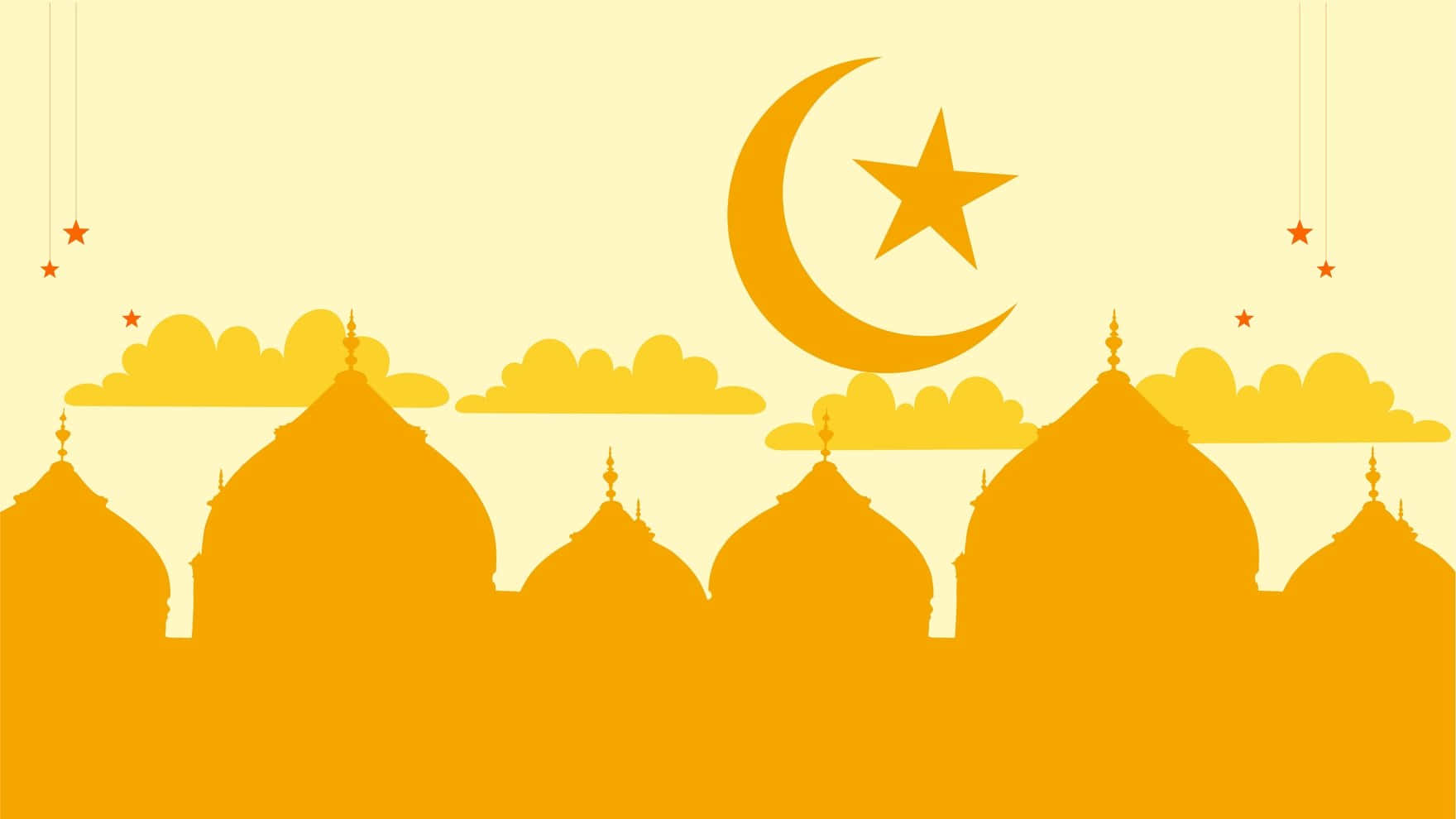 crescent moon, star, mosques, HD Desktop Wallpaper