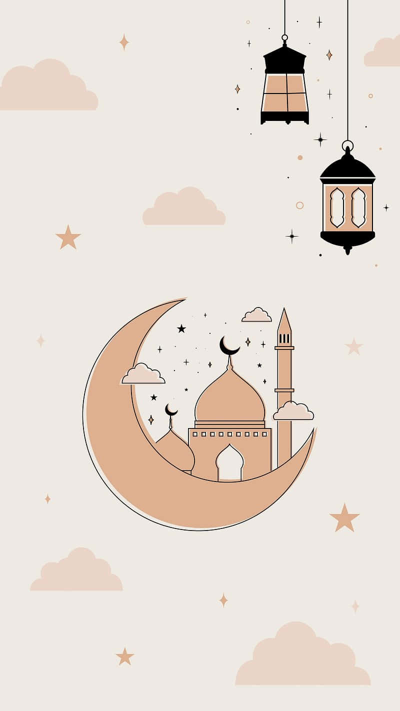 crescent moon, mosque, minaret, HD Phone Wallpaper