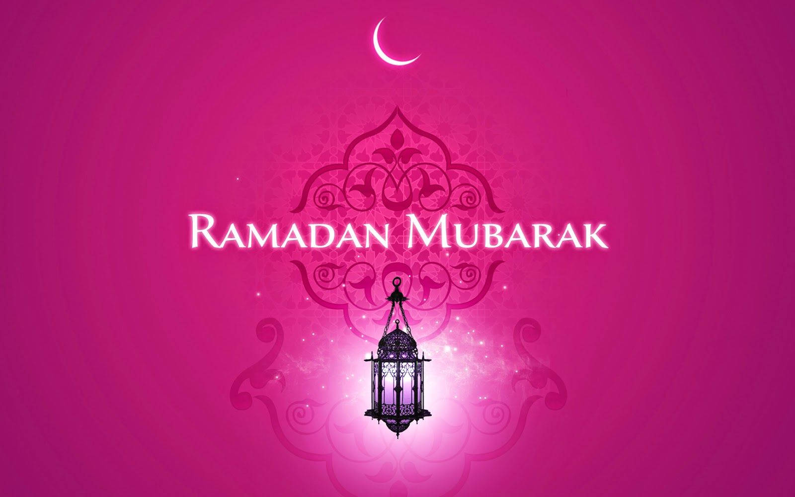 Ramadan Mubarak, pink, glowing lantern, HD Desktop Wallpaper