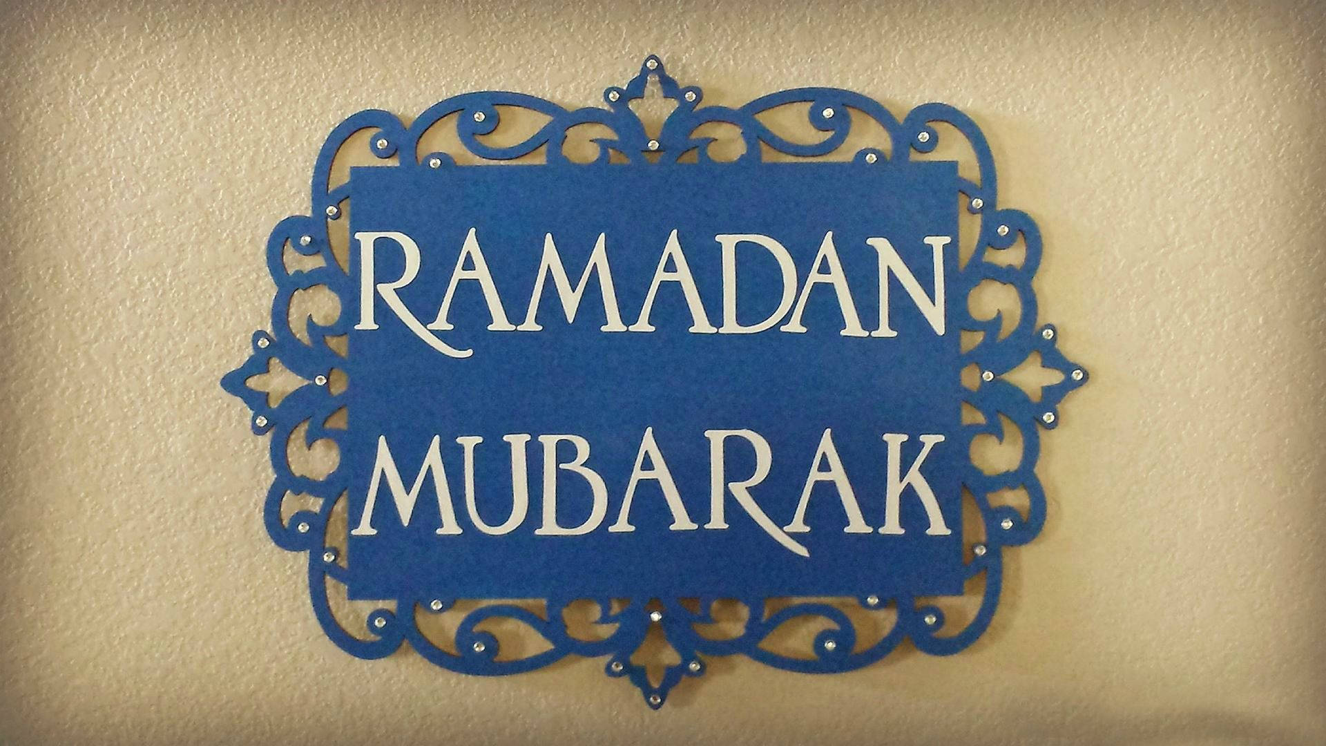 Ramadan Mubarak, blue, silver studs, Full HD Desktop Wallpaper