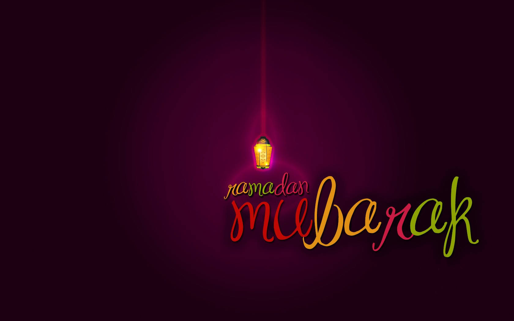 cursive ramadan mubarak, glowing lantern, colorful 'Ramadan Mubarak' text, HD Desktop Wallpaper