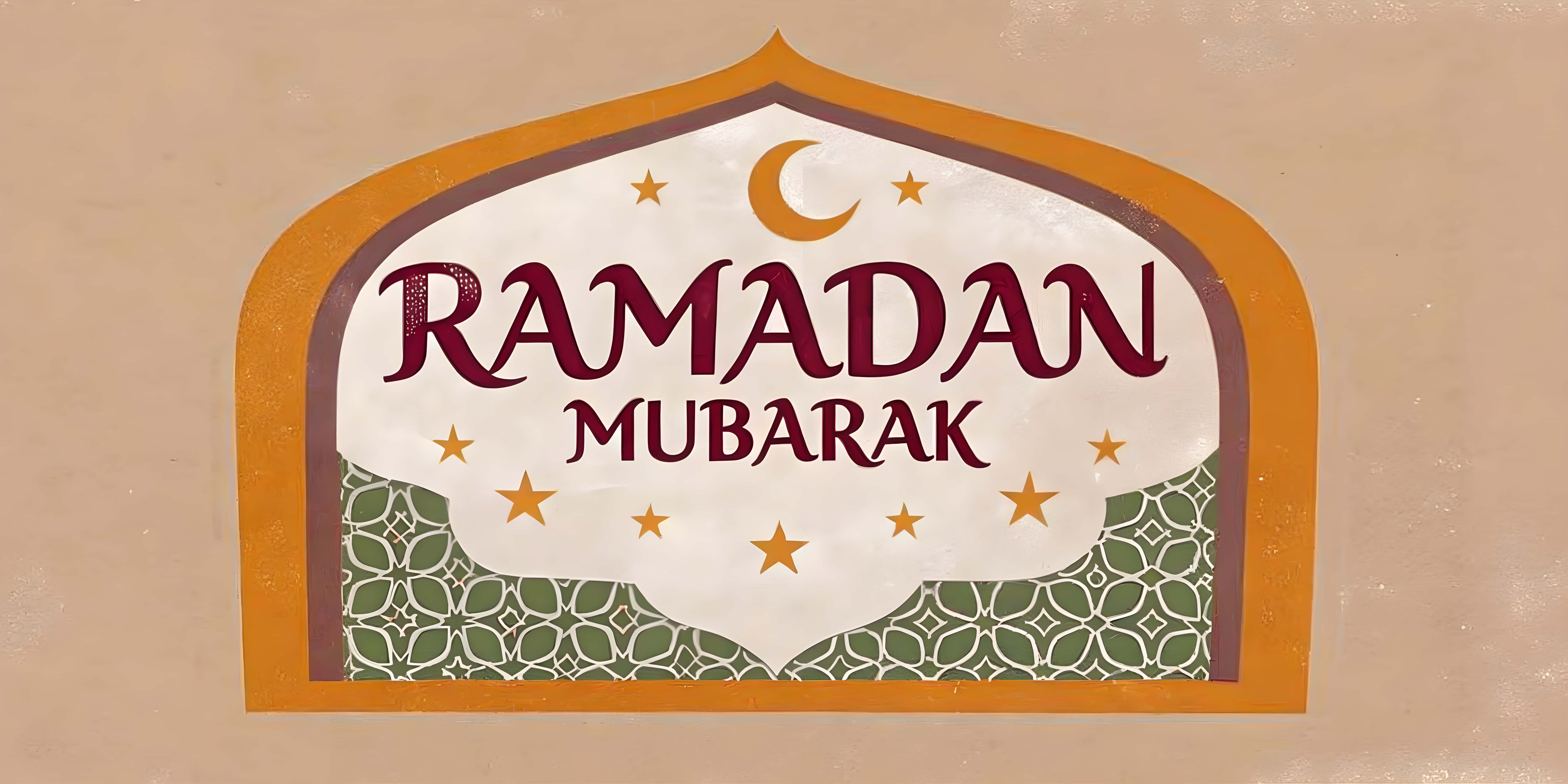 Ramadan Mubarak, maroon script, crescent moon, 8K Desktop Wallpaper