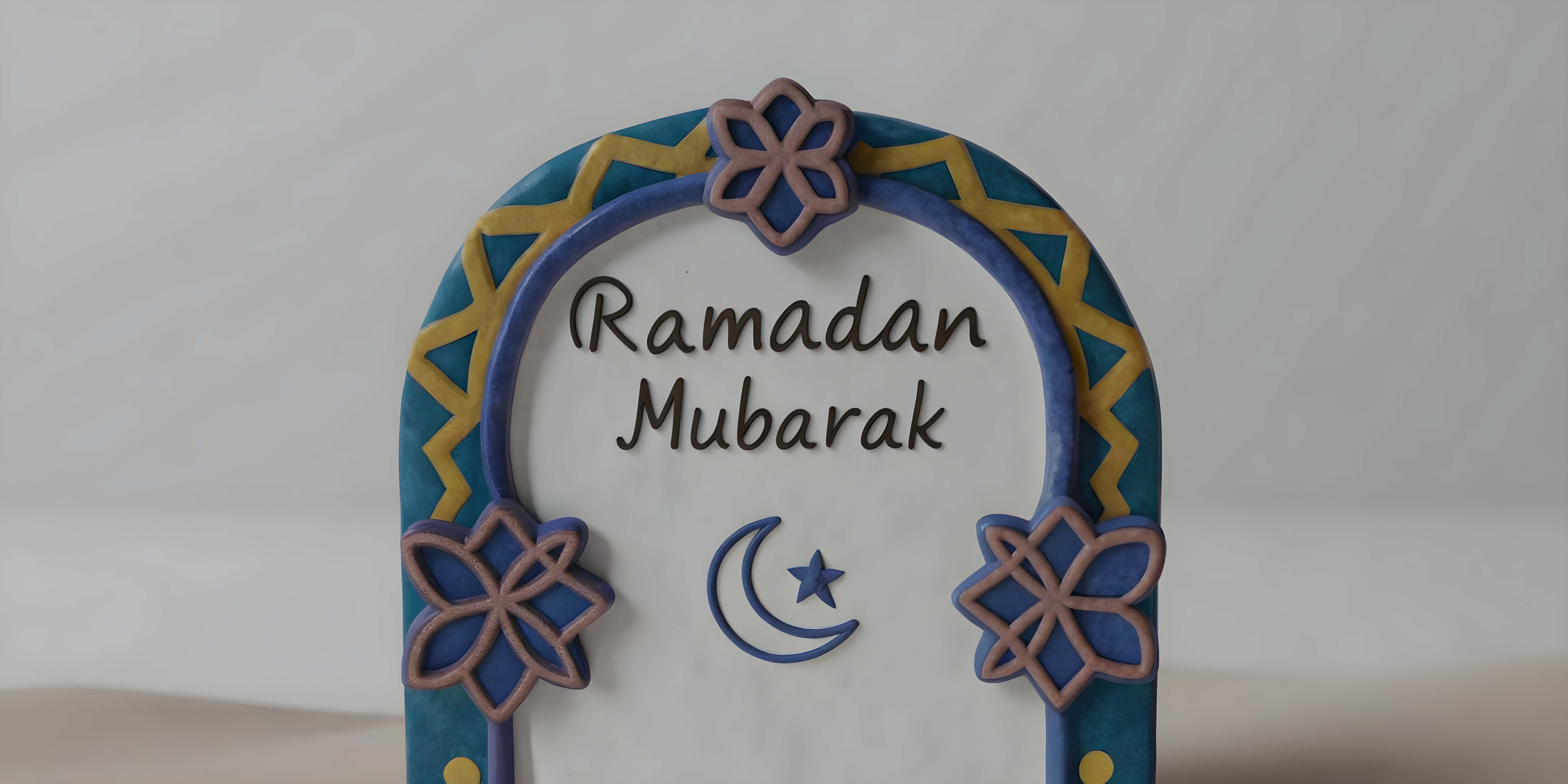 Ramadan Mubarak, blue, gold, 8K Desktop Wallpaper