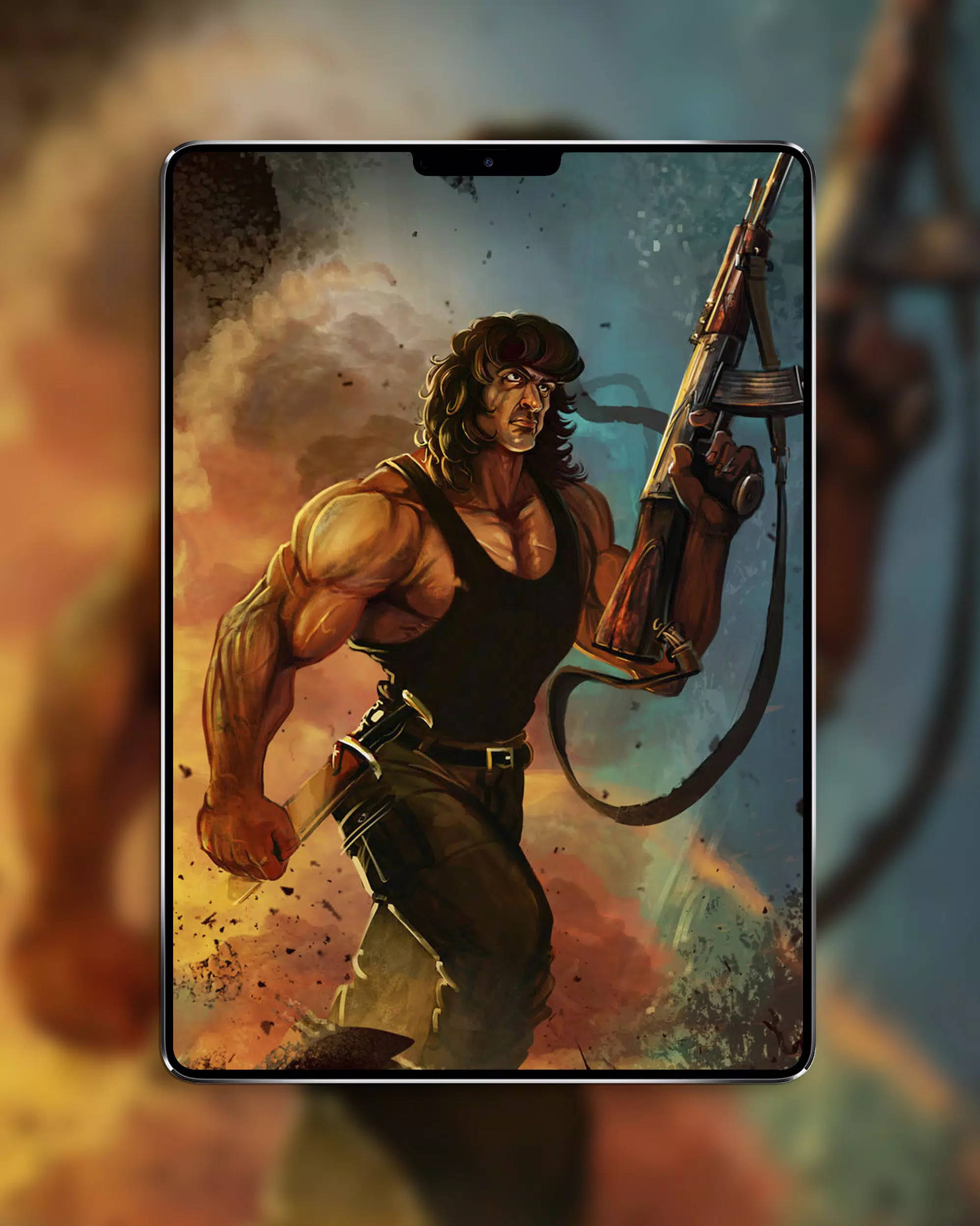 Rambo, explosion, assault rifle, Full HD Phone Wallpaper