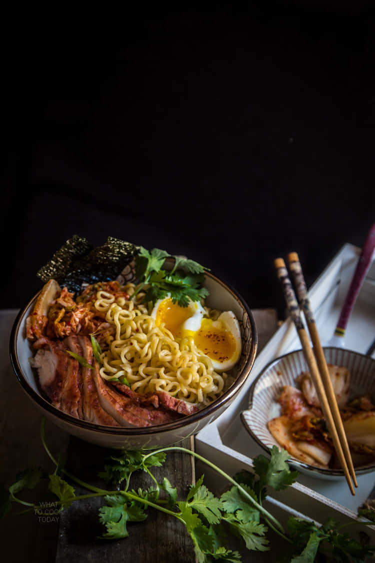 bowl of ramen, soft-boiled egg, bacon, SD Phone Wallpaper