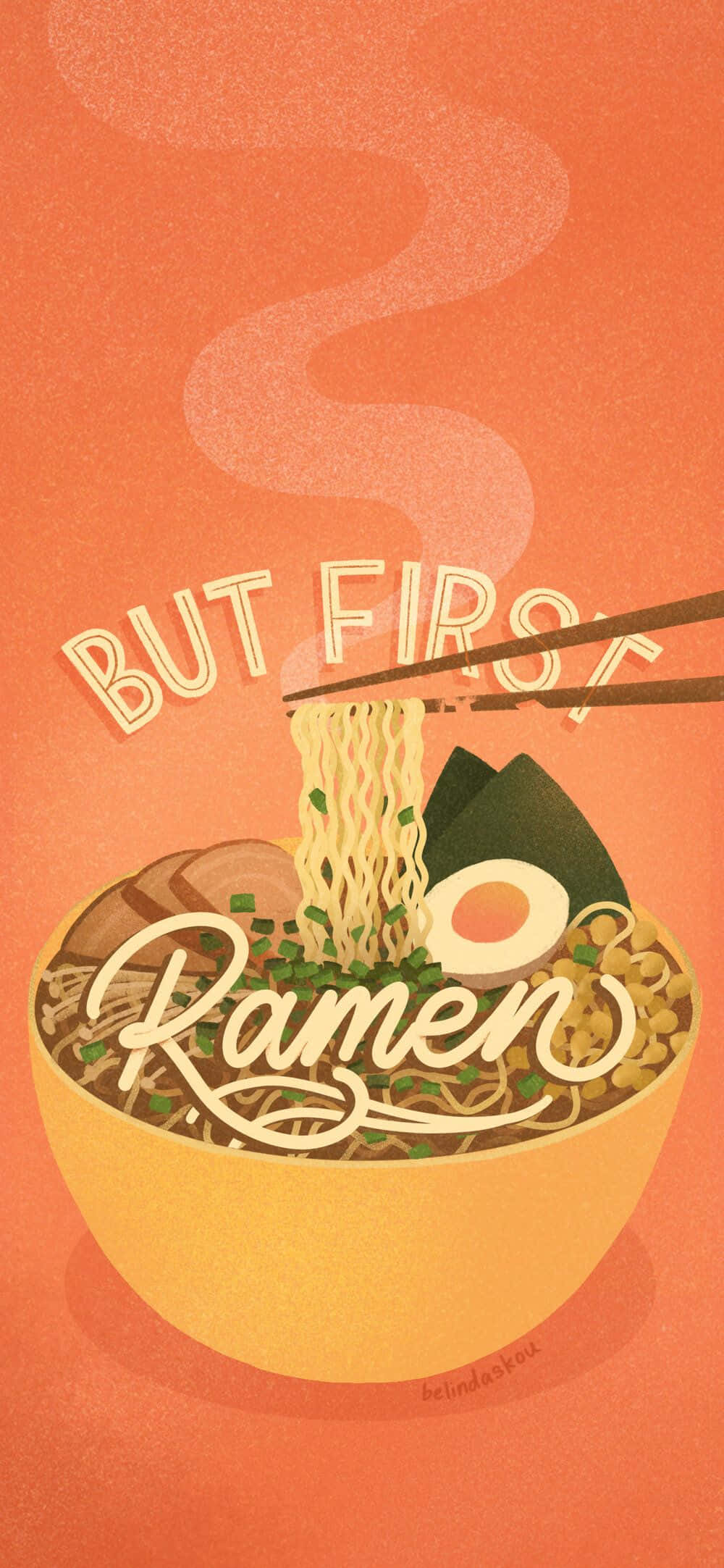 Ramen, steaming bowl of ramen, chopsticks lifting noodles, Full HD Phone Wallpaper