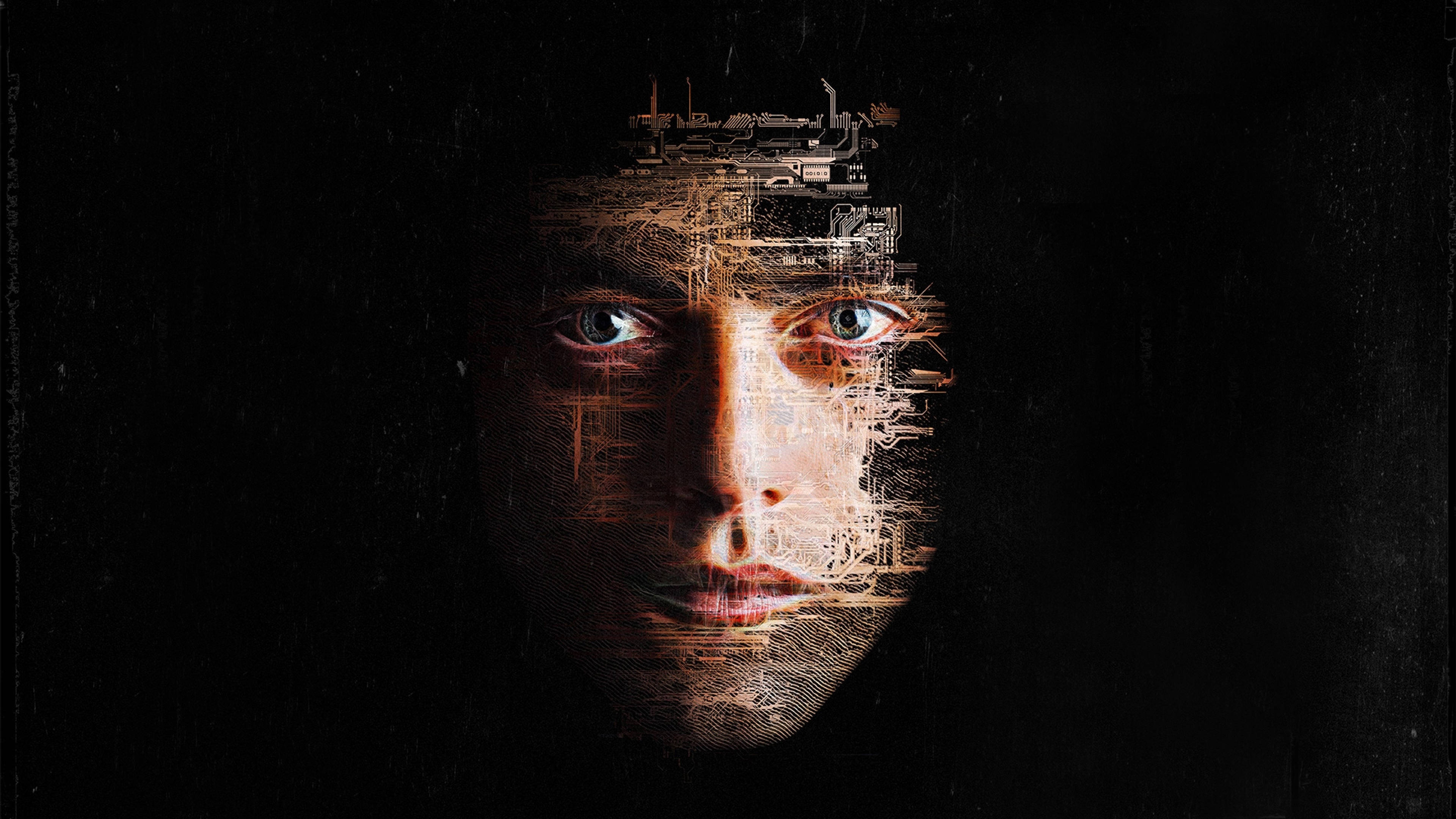 Rami Malek, circuitry, dark background, 4K Desktop Wallpaper