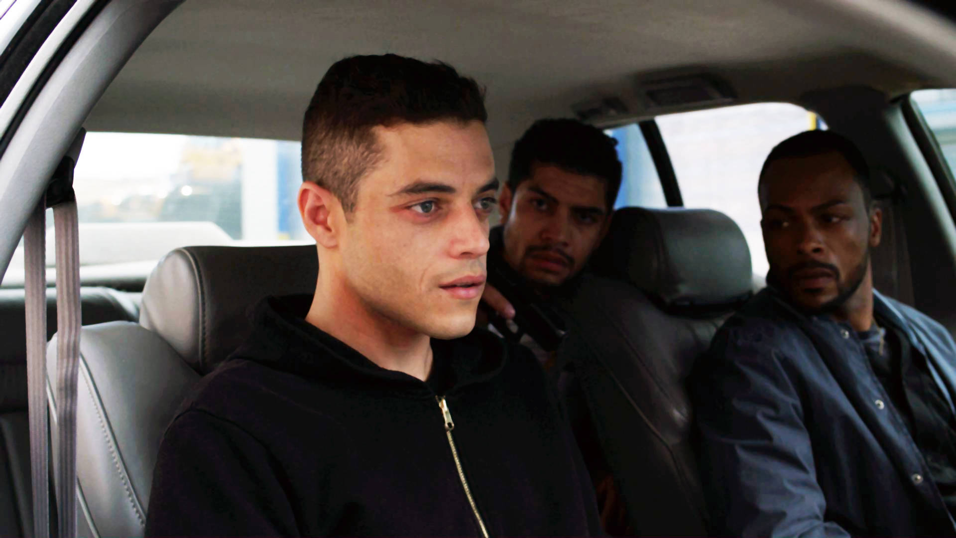 Rami Malek, car interior, three men, Full HD Desktop Wallpaper