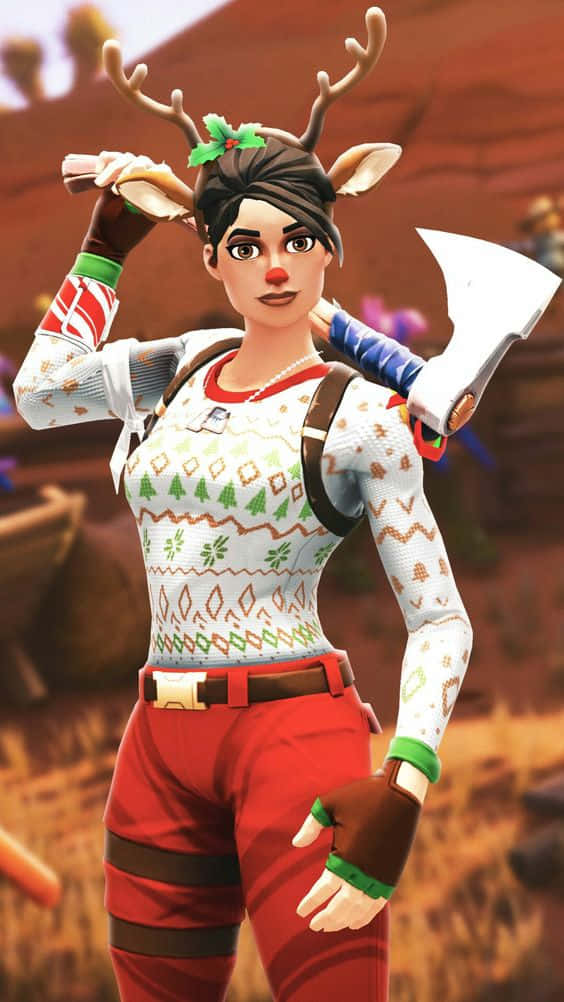 Ramirez, Fortnite, reindeer antlers, SD Phone Wallpaper