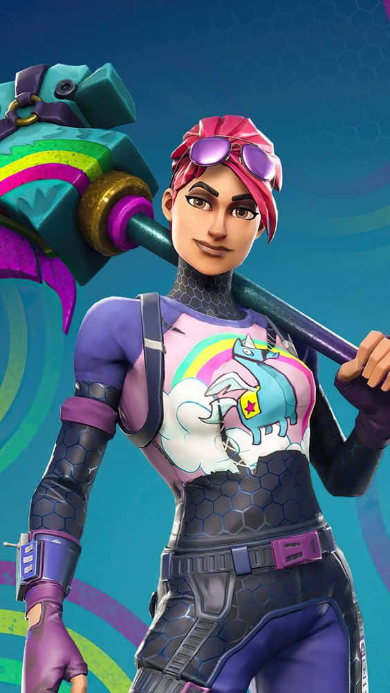 Ramirez Fortnite, pink hair, purple goggles, SD Phone Wallpaper