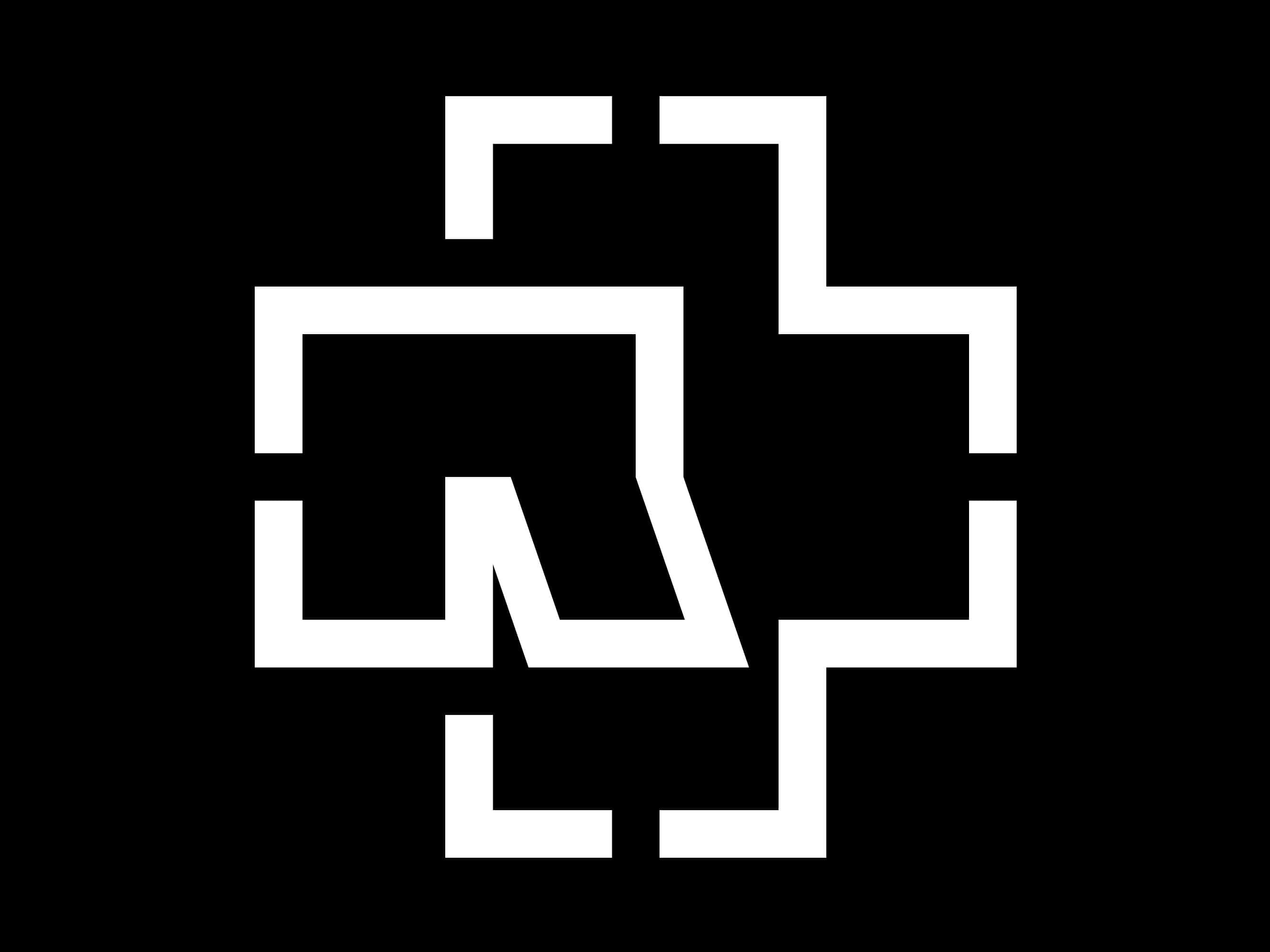 Rammstein, black and white, geometric cross-like shape, 2K Desktop Wallpaper