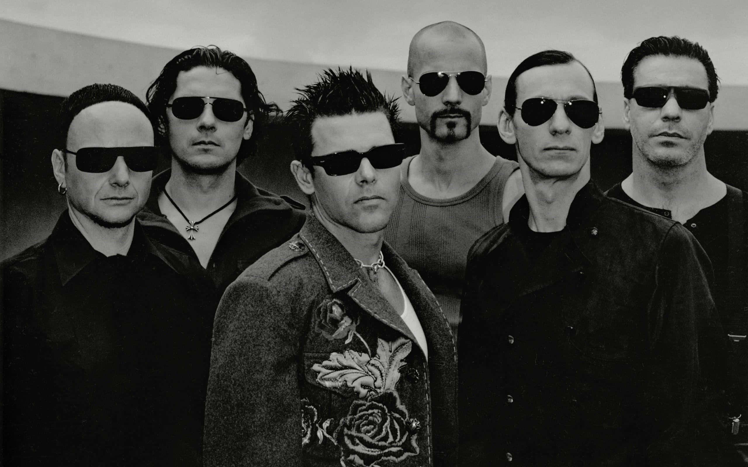 Rammstein, band portrait, black and white, 2K Desktop Wallpaper