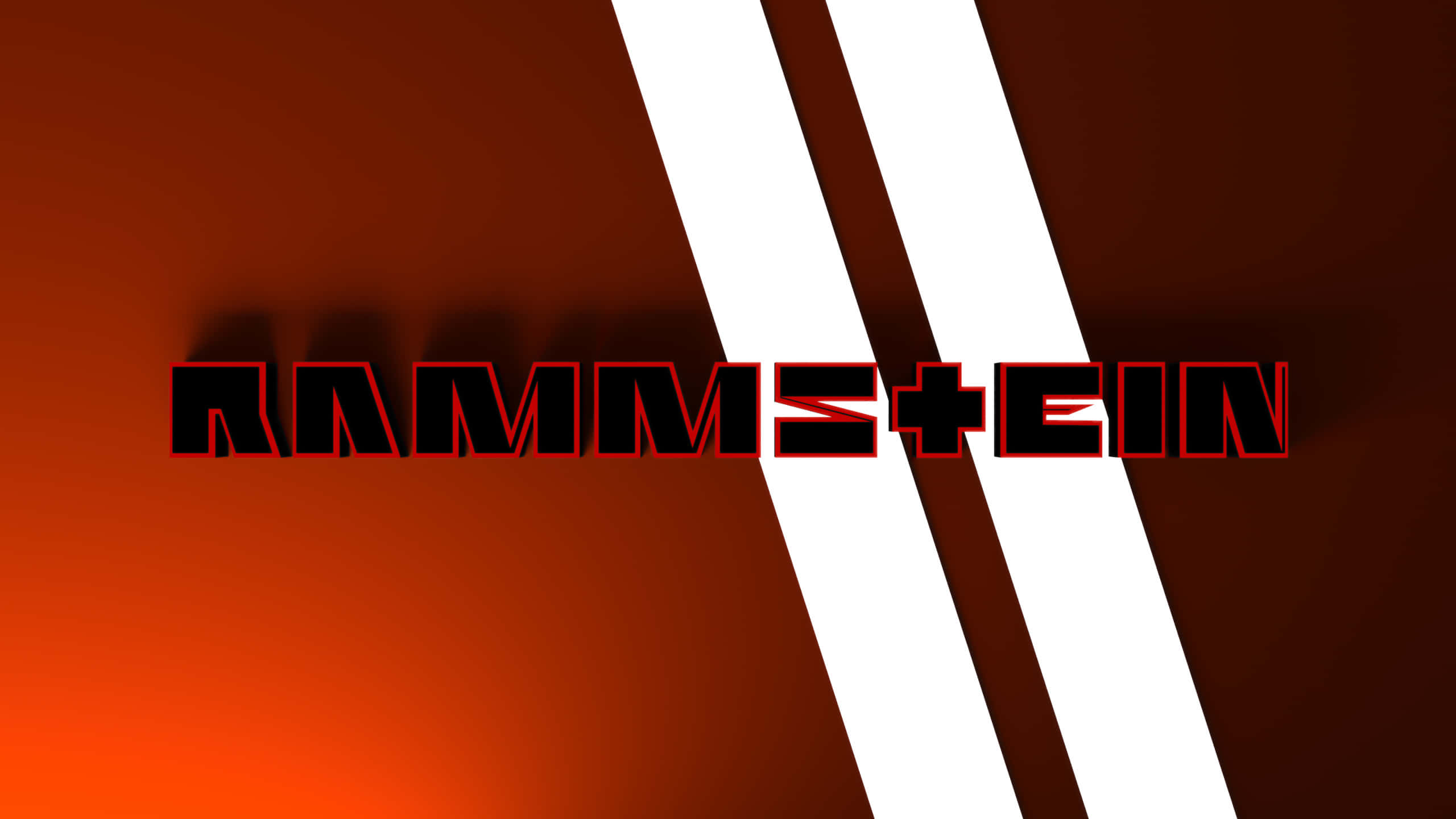 Rammstein, red gradient background, black Rammstein text, 2K Desktop Wallpaper