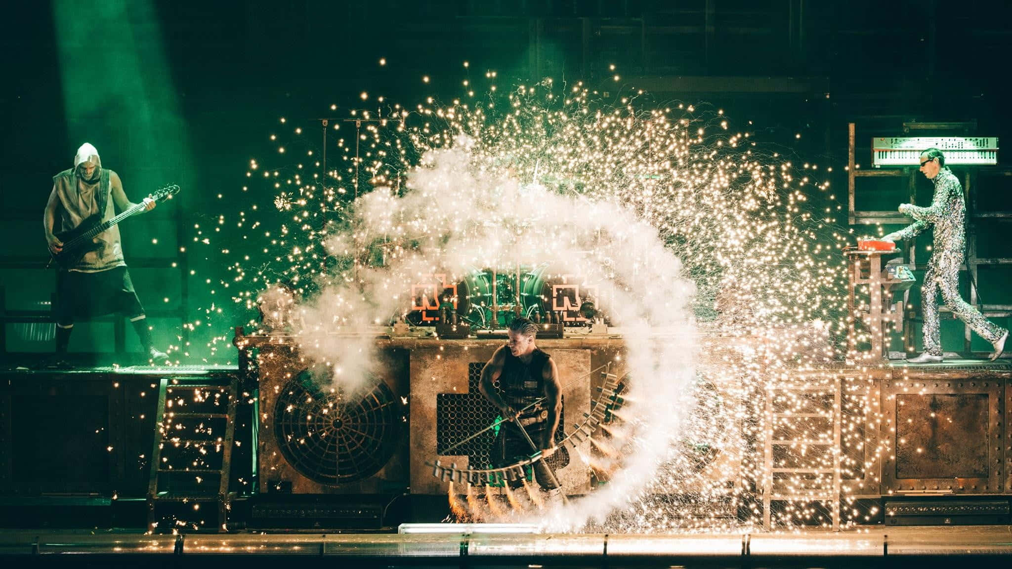 Rammstein, concert, fireworks explosion, Full HD Desktop Wallpaper