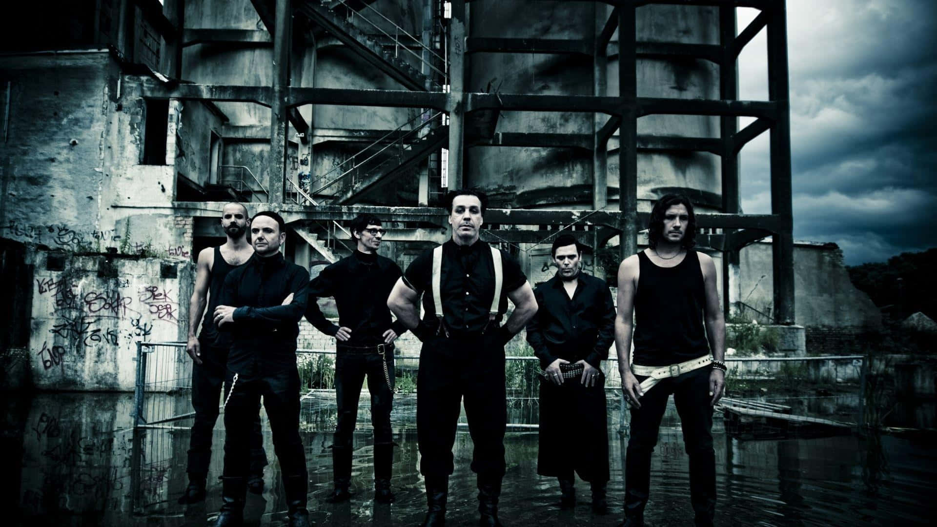 Rammstein, industrial ruin, flooded, Full HD Desktop Wallpaper