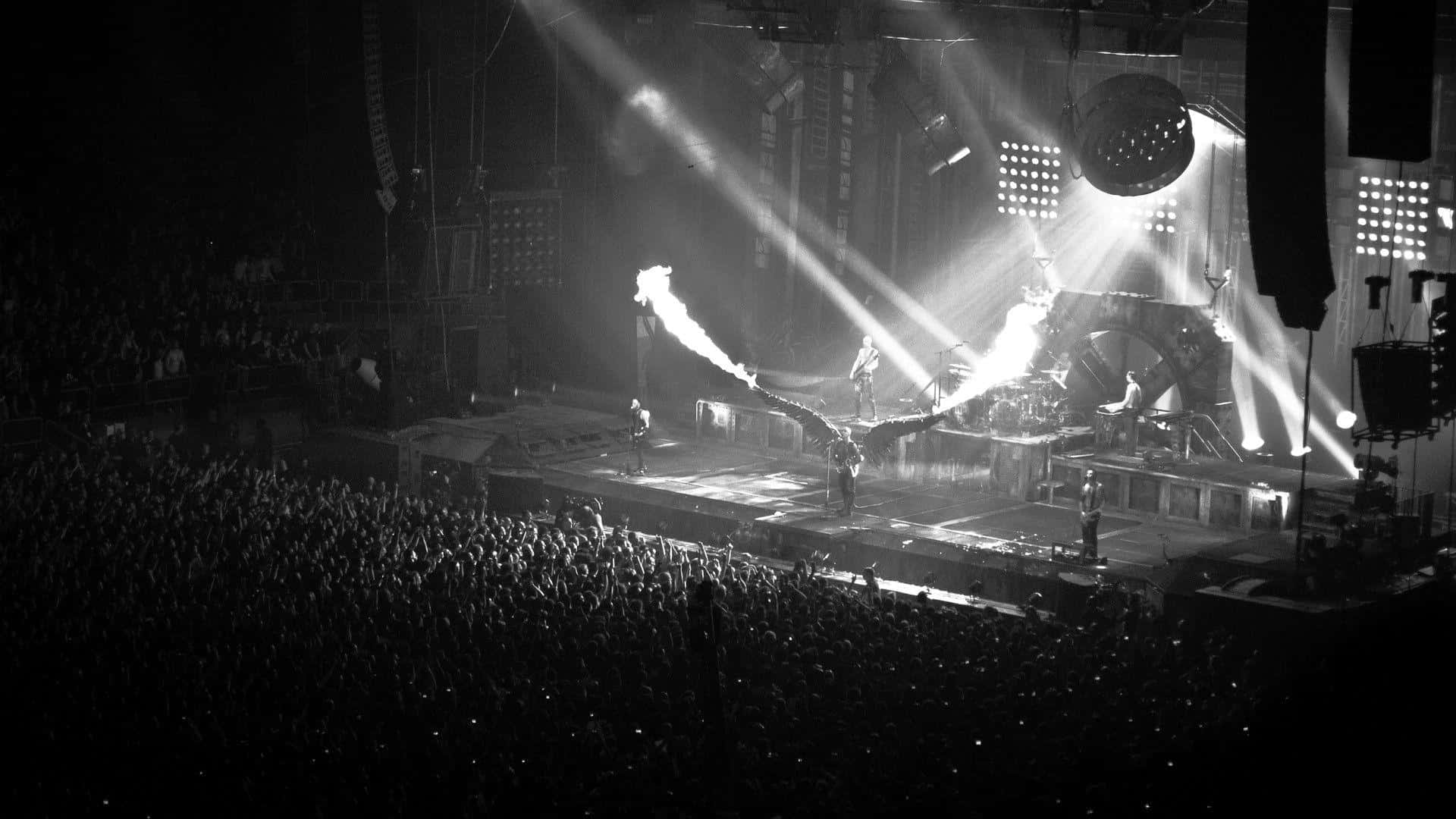 Rammstein, concert stage, dramatic spotlights, Full HD Desktop Wallpaper