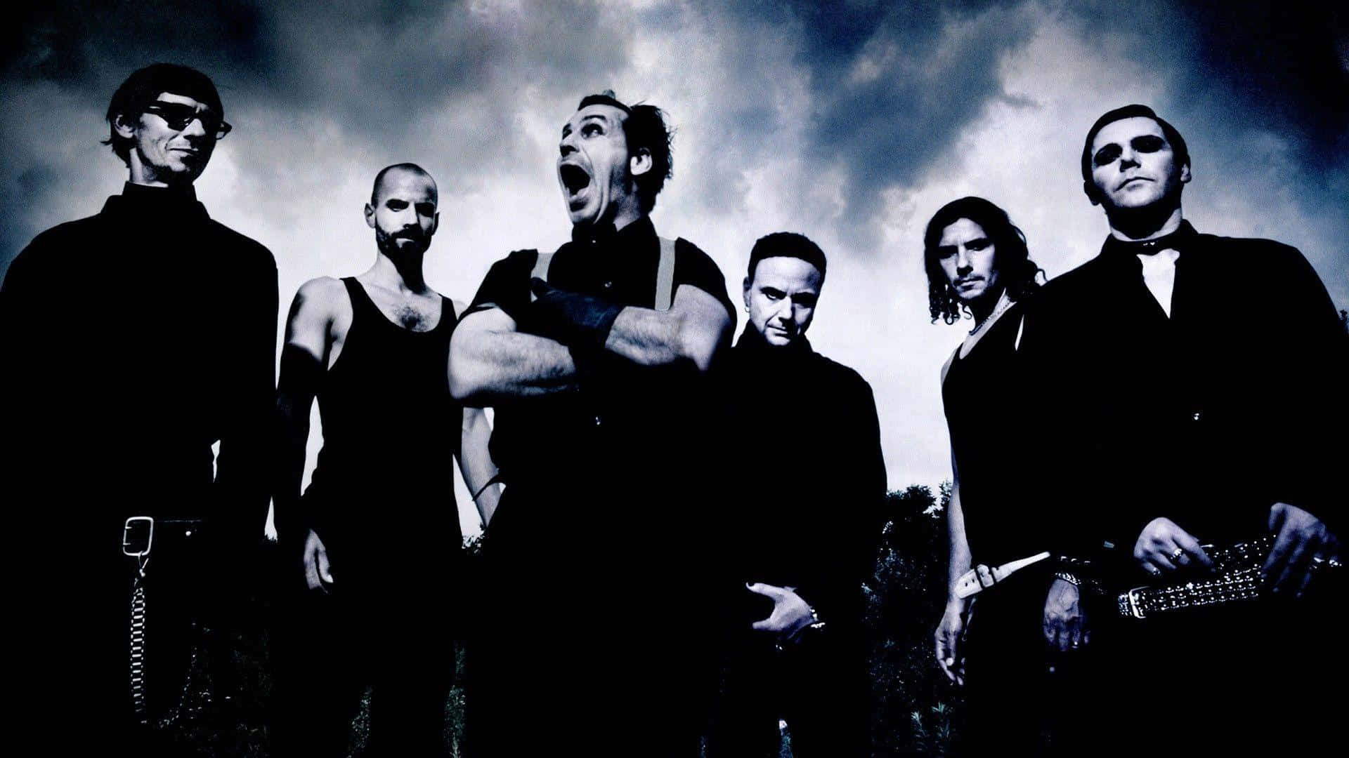 Rammstein, band silhouette, dramatic sky, Full HD Desktop Wallpaper