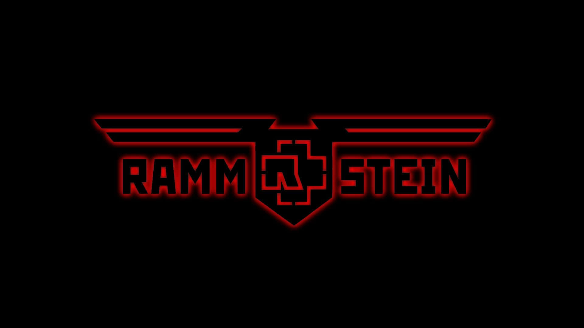 Rammstein, red Rammstein logo, wings and cross emblem, Full HD Desktop Wallpaper