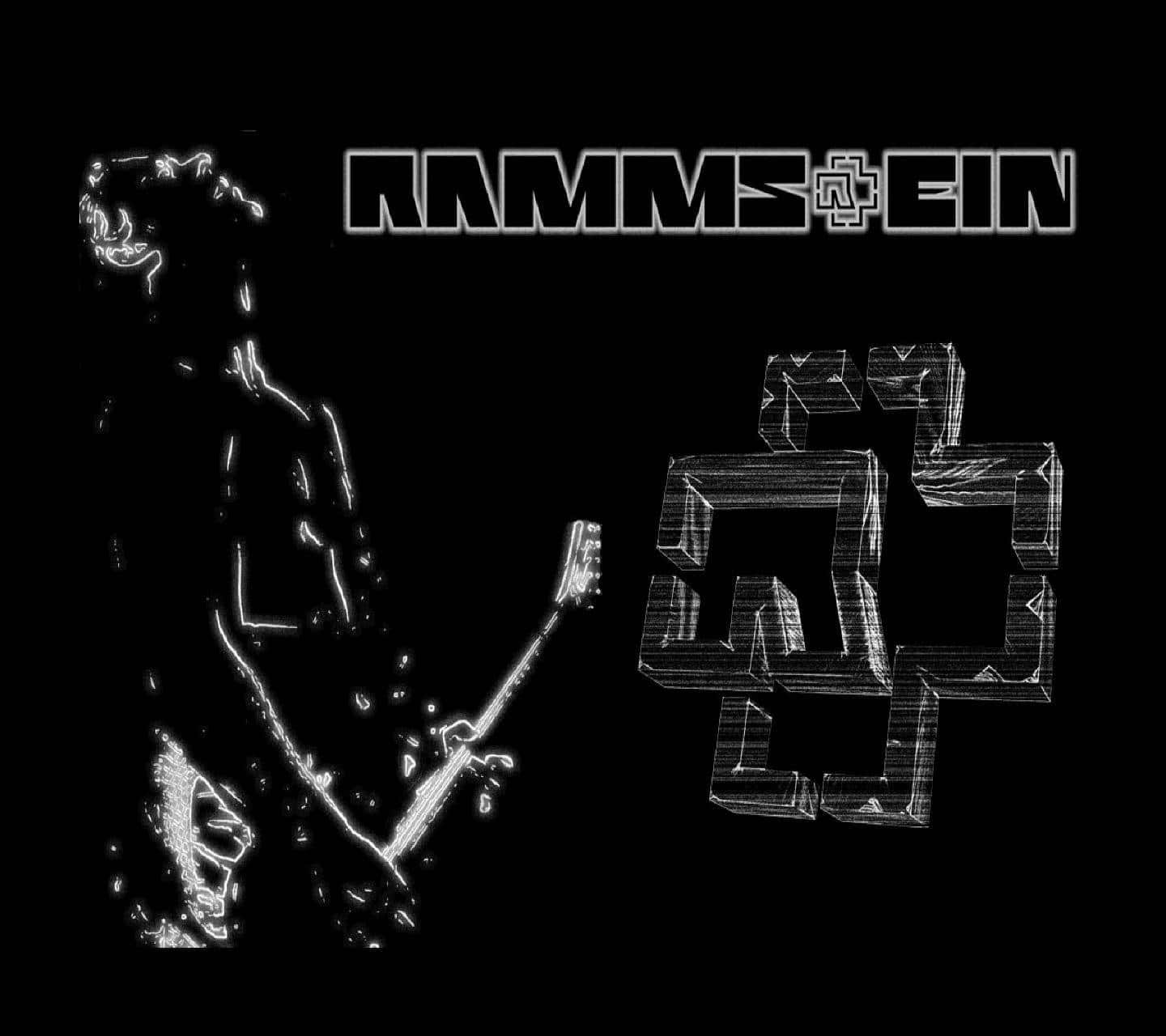 Rammstein, neon outline art, guitarist silhouette, HD Desktop Wallpaper