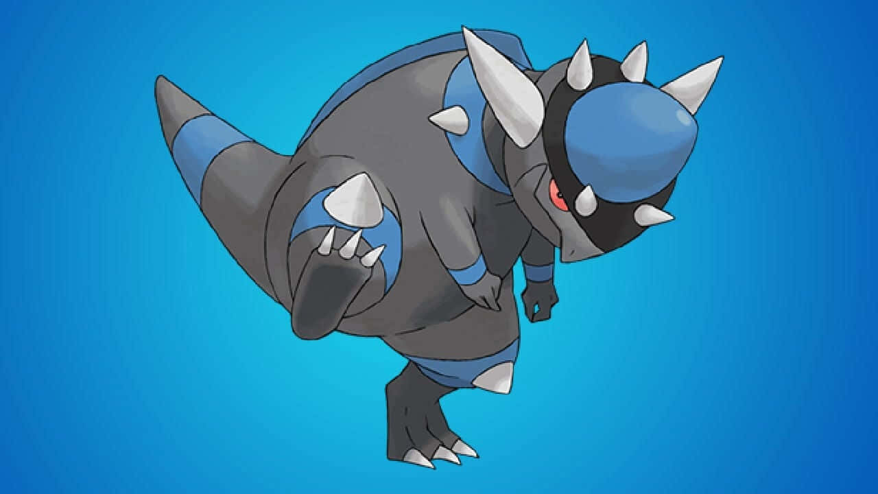 Rampardos, dark gray, blue, HD Desktop Wallpaper