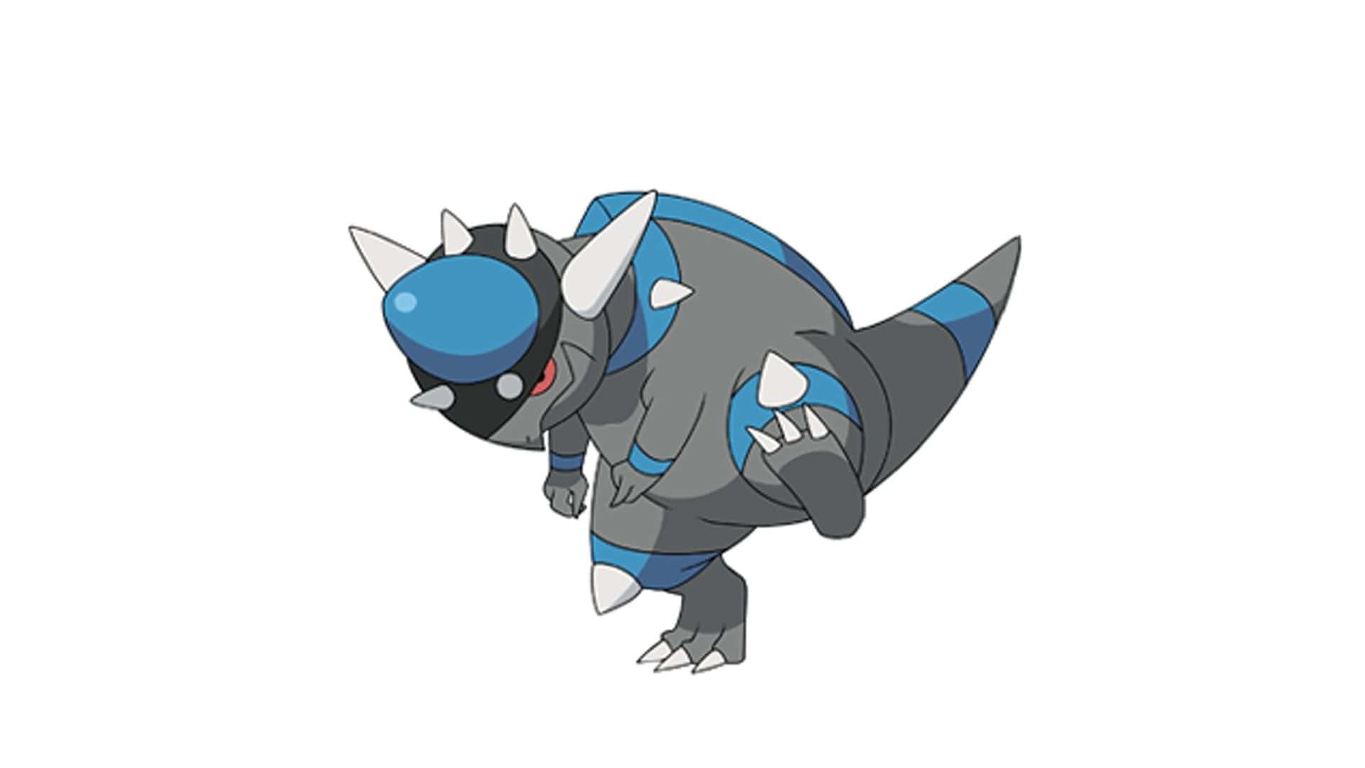 Rampardos, blue and gray armored, white spikes, Full HD Desktop Wallpaper