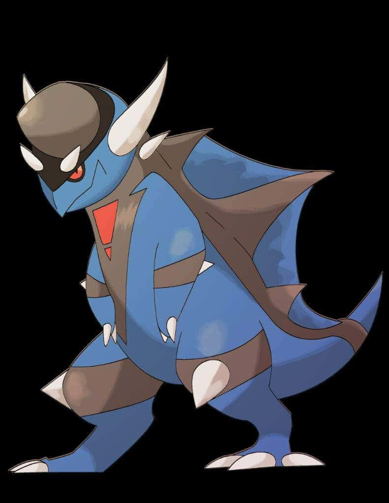 Rampardos, blue and brown armored, white horns, SD Phone Wallpaper